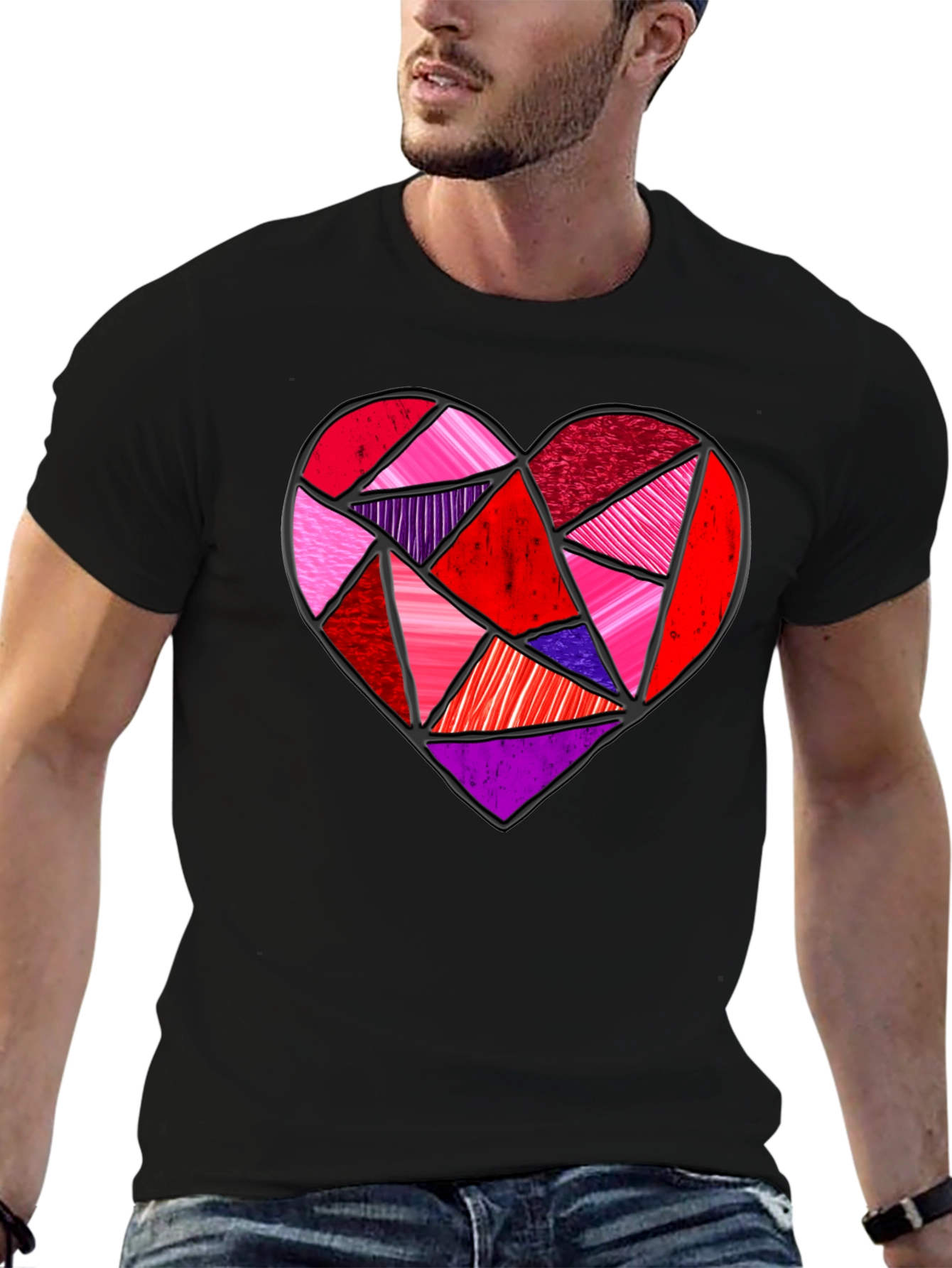 Geometric Heart Graphic Tee - Modern Love Design