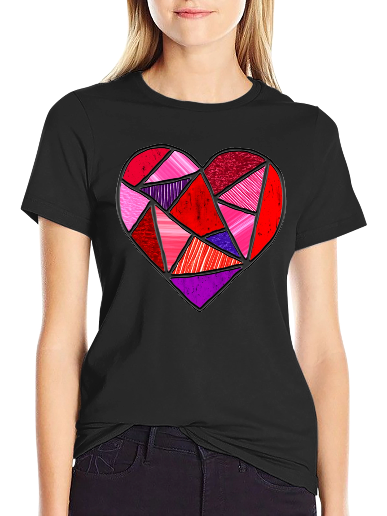 Geometric Heart Graphic Tee - Modern Love Design
