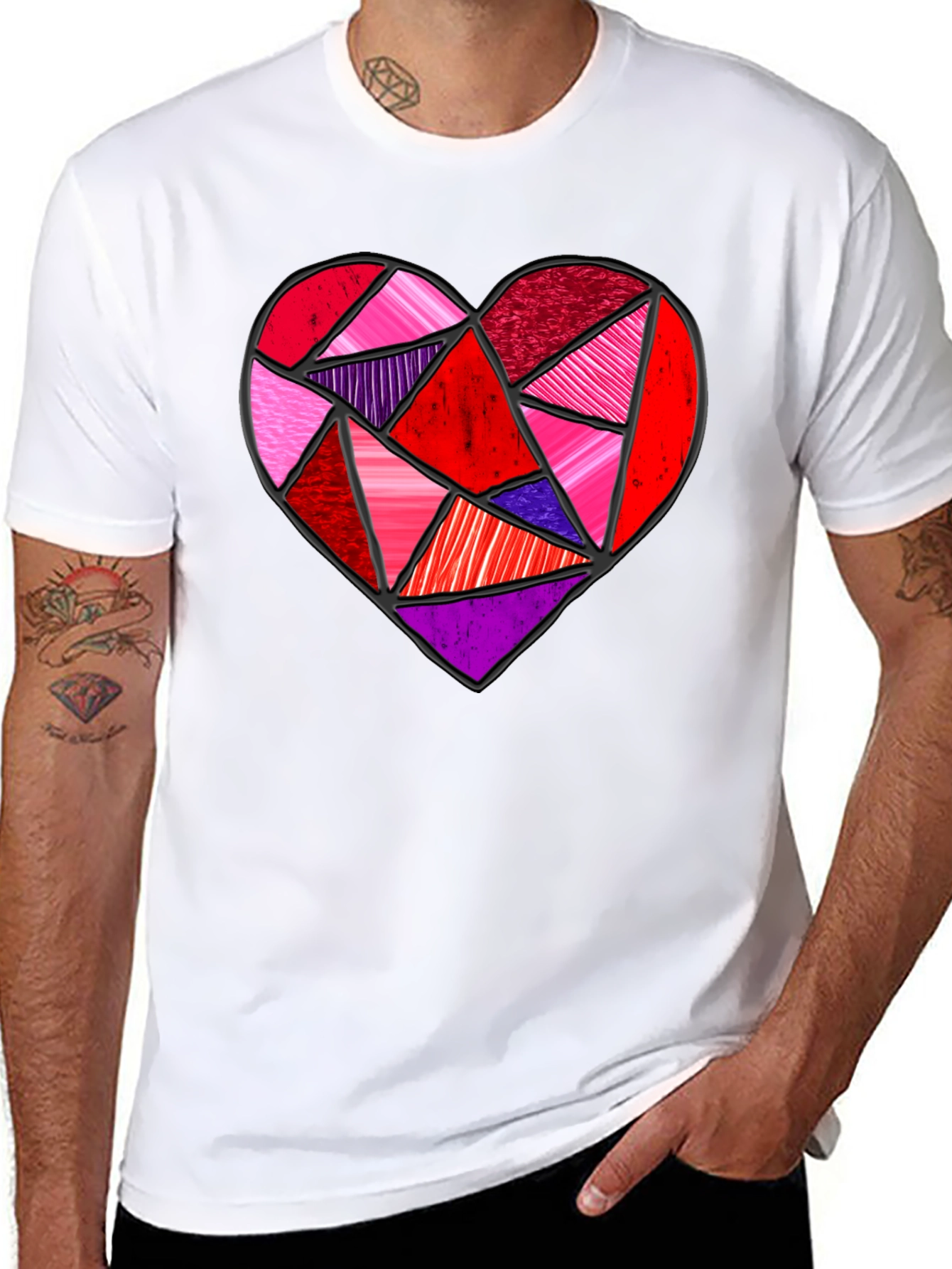 Geometric Heart Graphic Tee - Modern Love Design