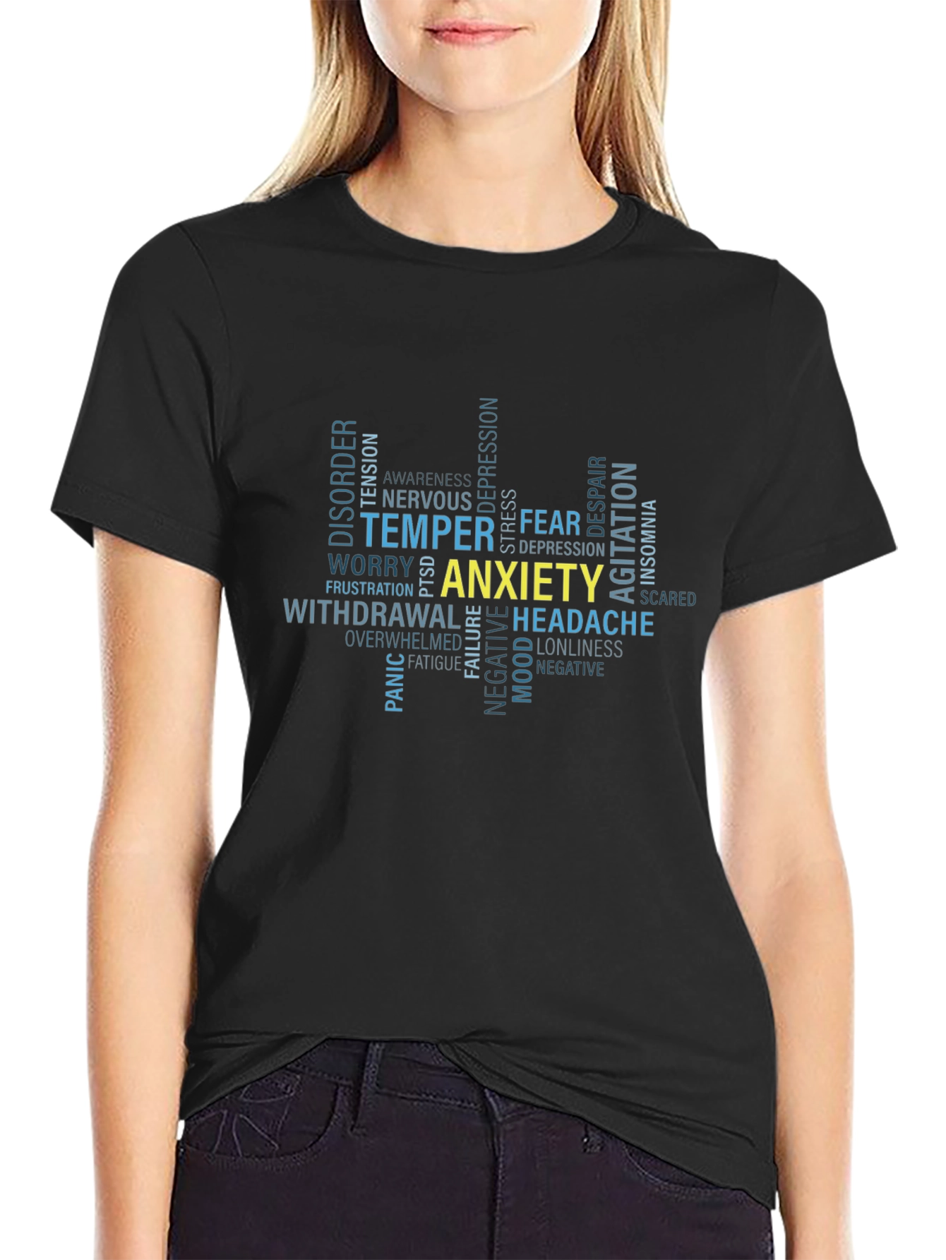 Anxiety Word Cloud Graphic T-Shirt
