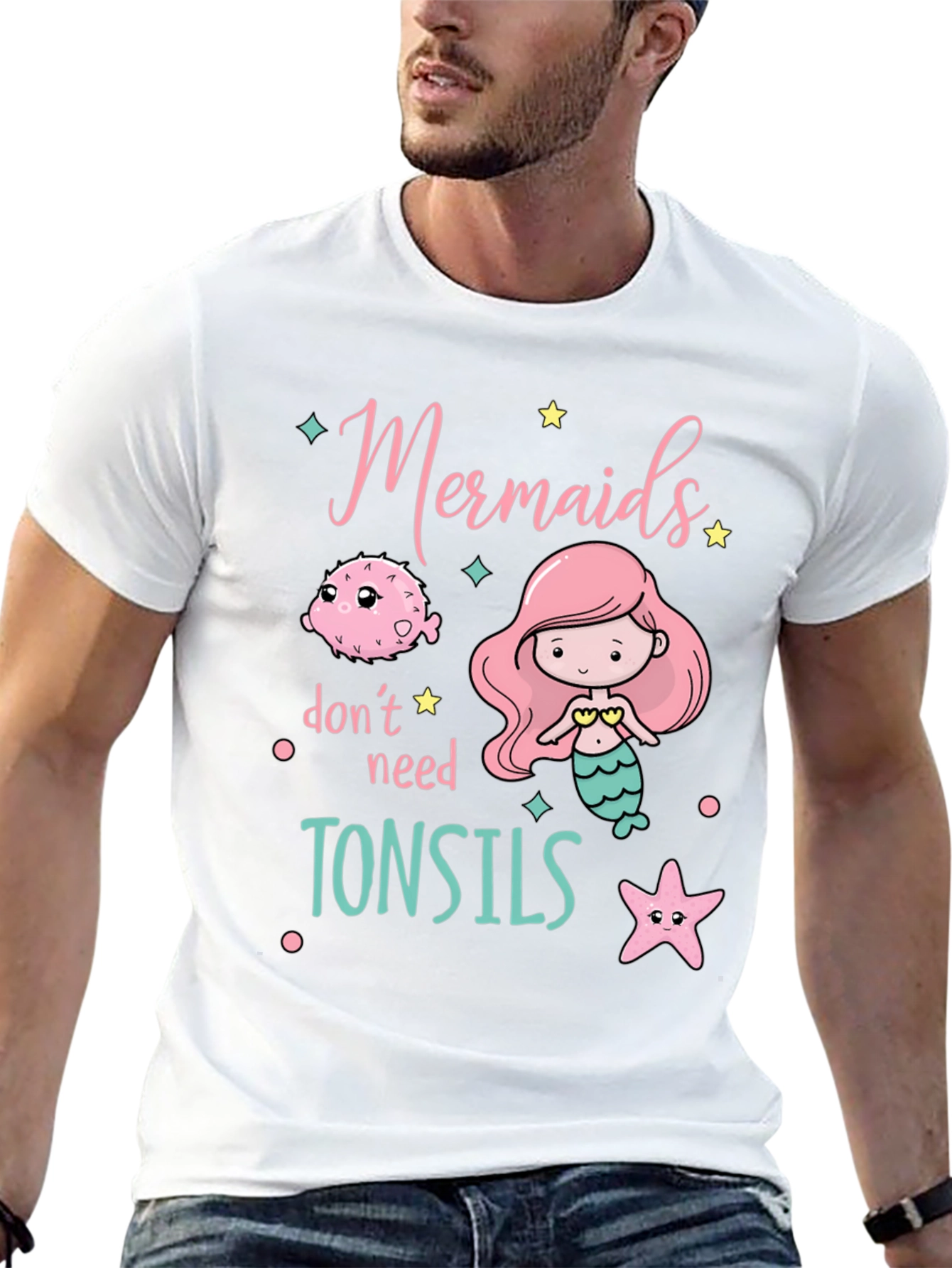 Mermaids Dont Need Tonsils Black Graphic Tee
