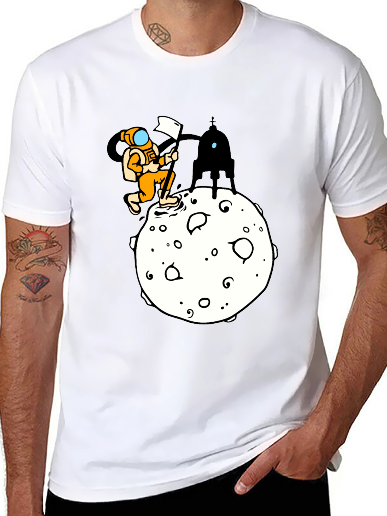 Astronaut Moon Landing Graphic T-Shirt