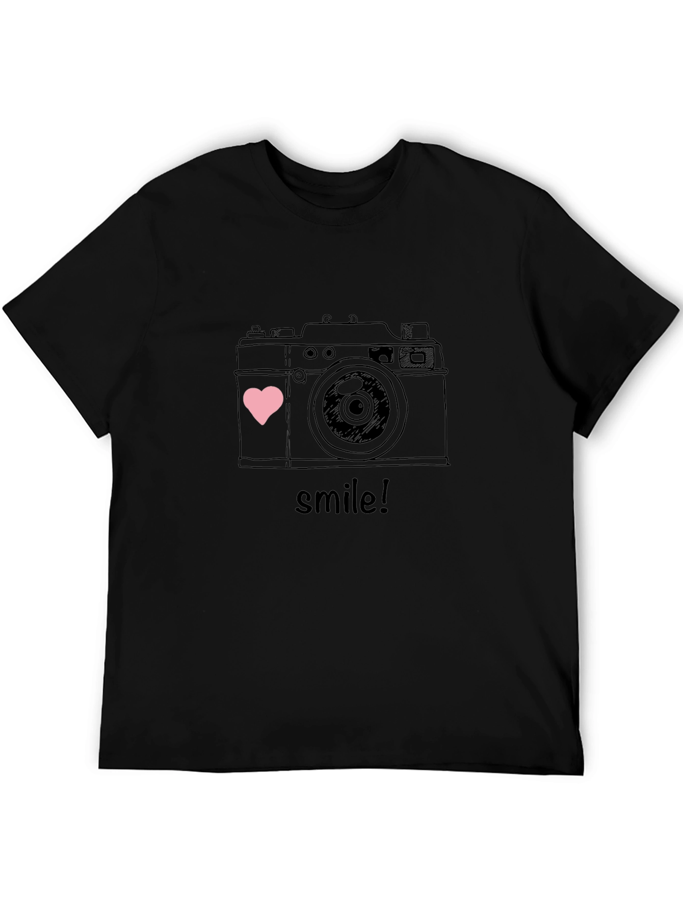 Camera Smile Graphic T-Shirt - Black