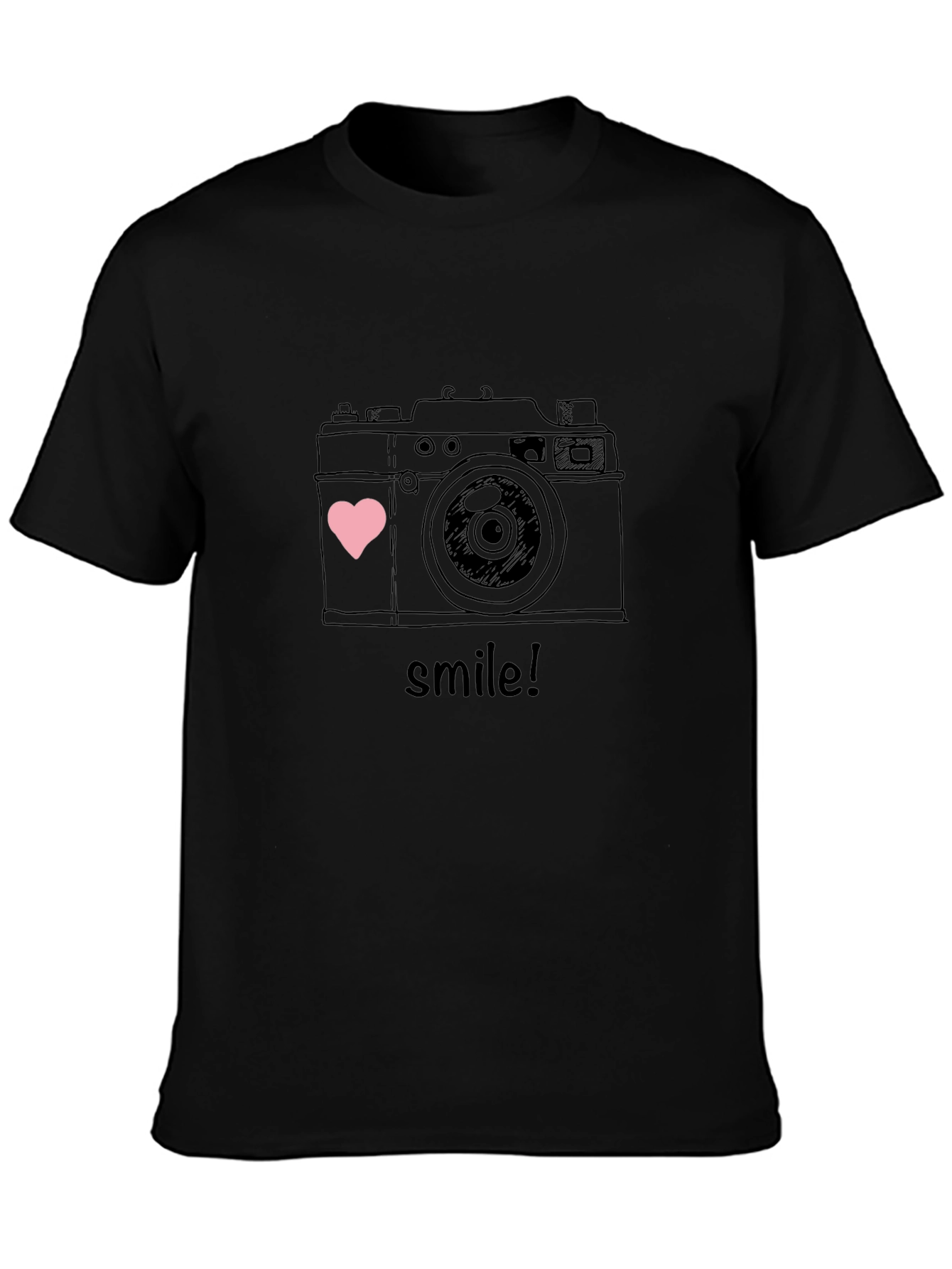 Camera Smile Graphic T-Shirt - Black