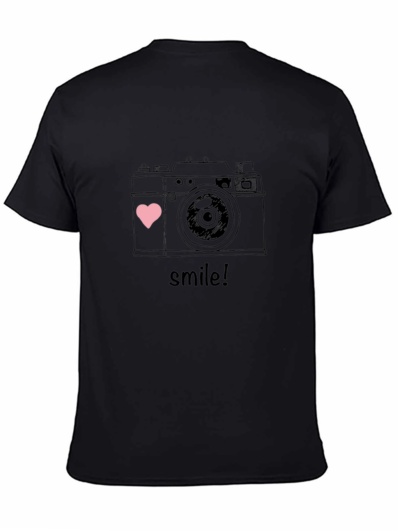 Camera Smile Graphic T-Shirt - Black