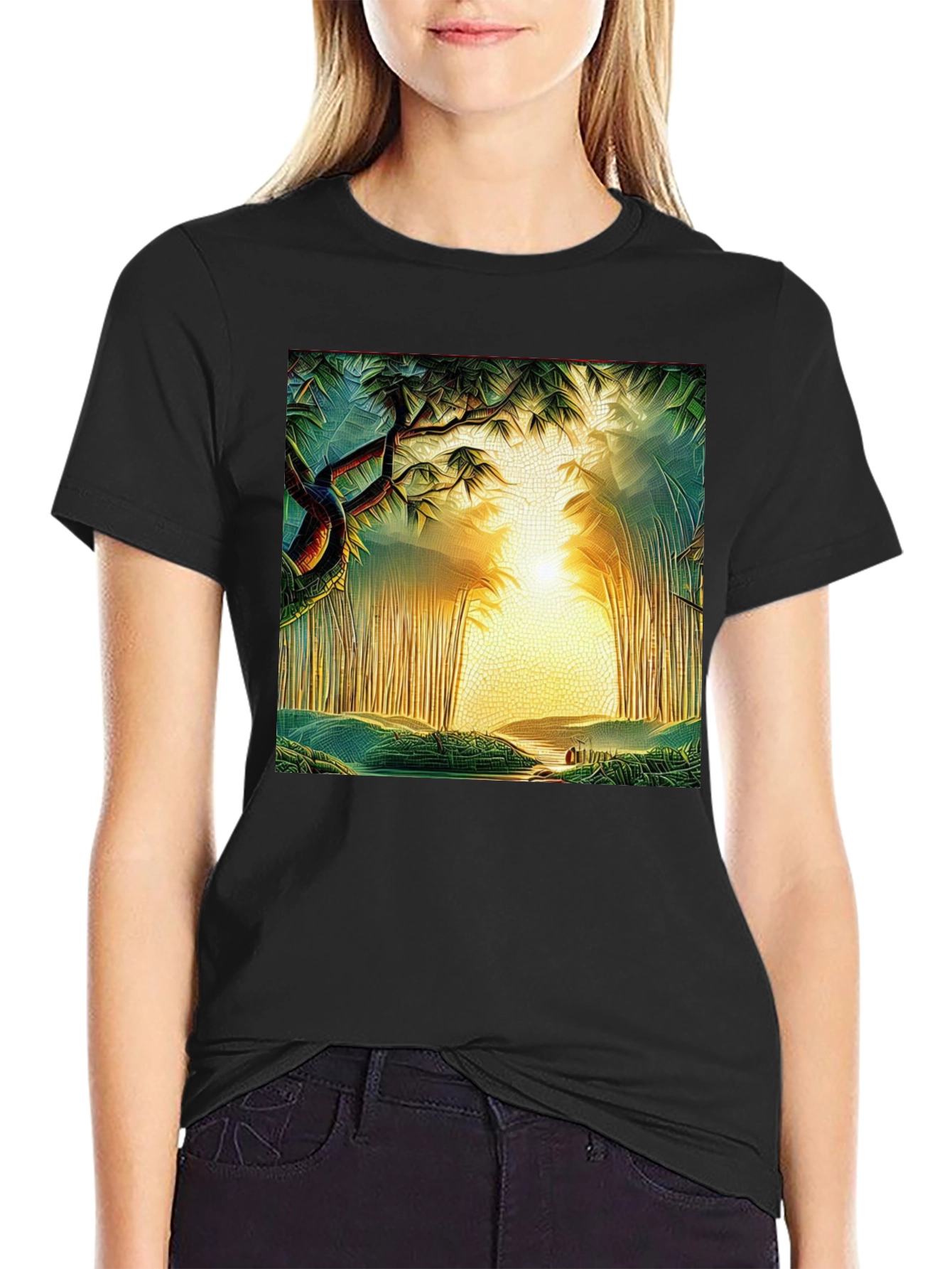 Forest Print Black T-Shirt