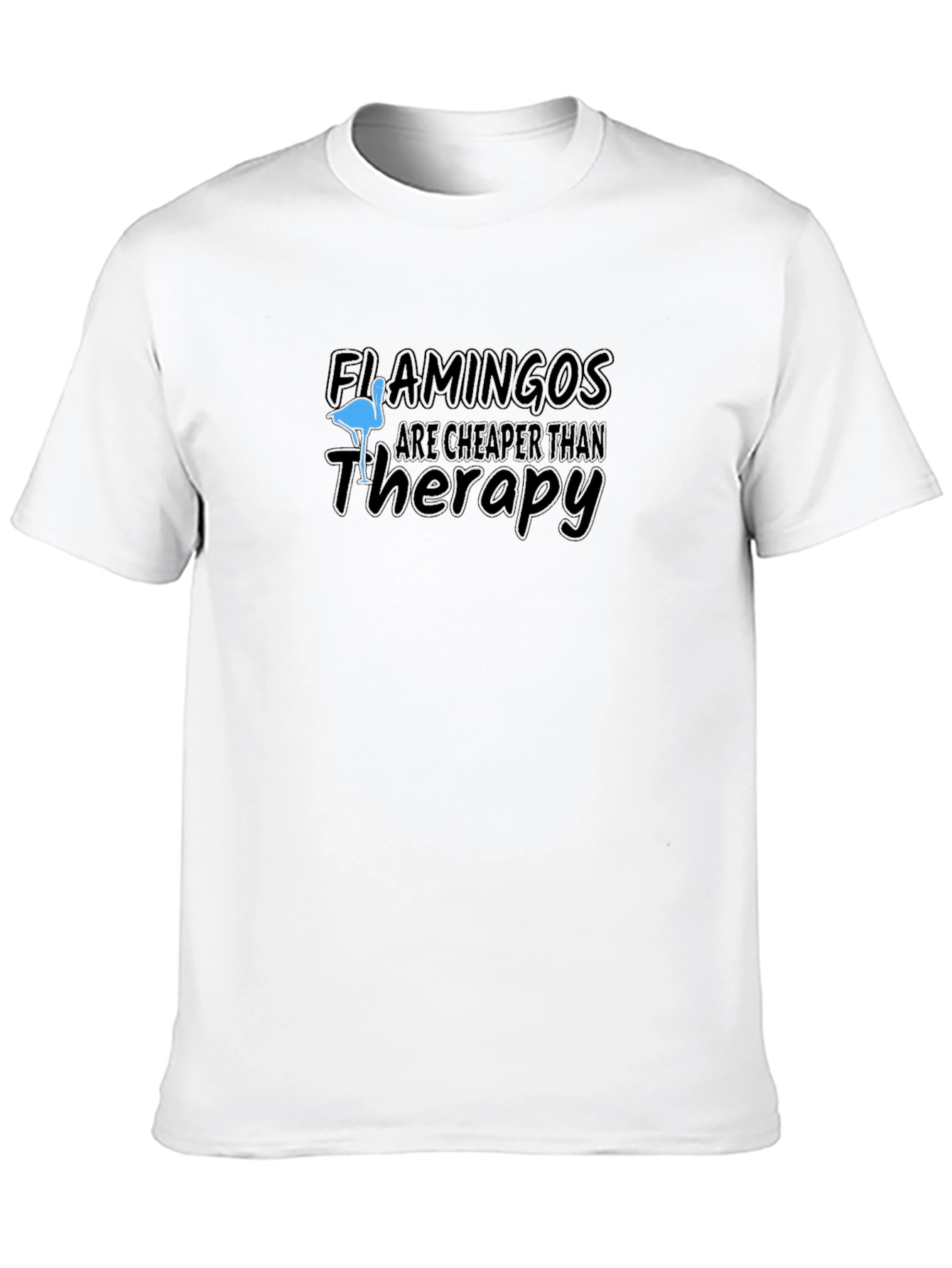 Flamingos Cheaper Than Therapy Black Graphic Tee
