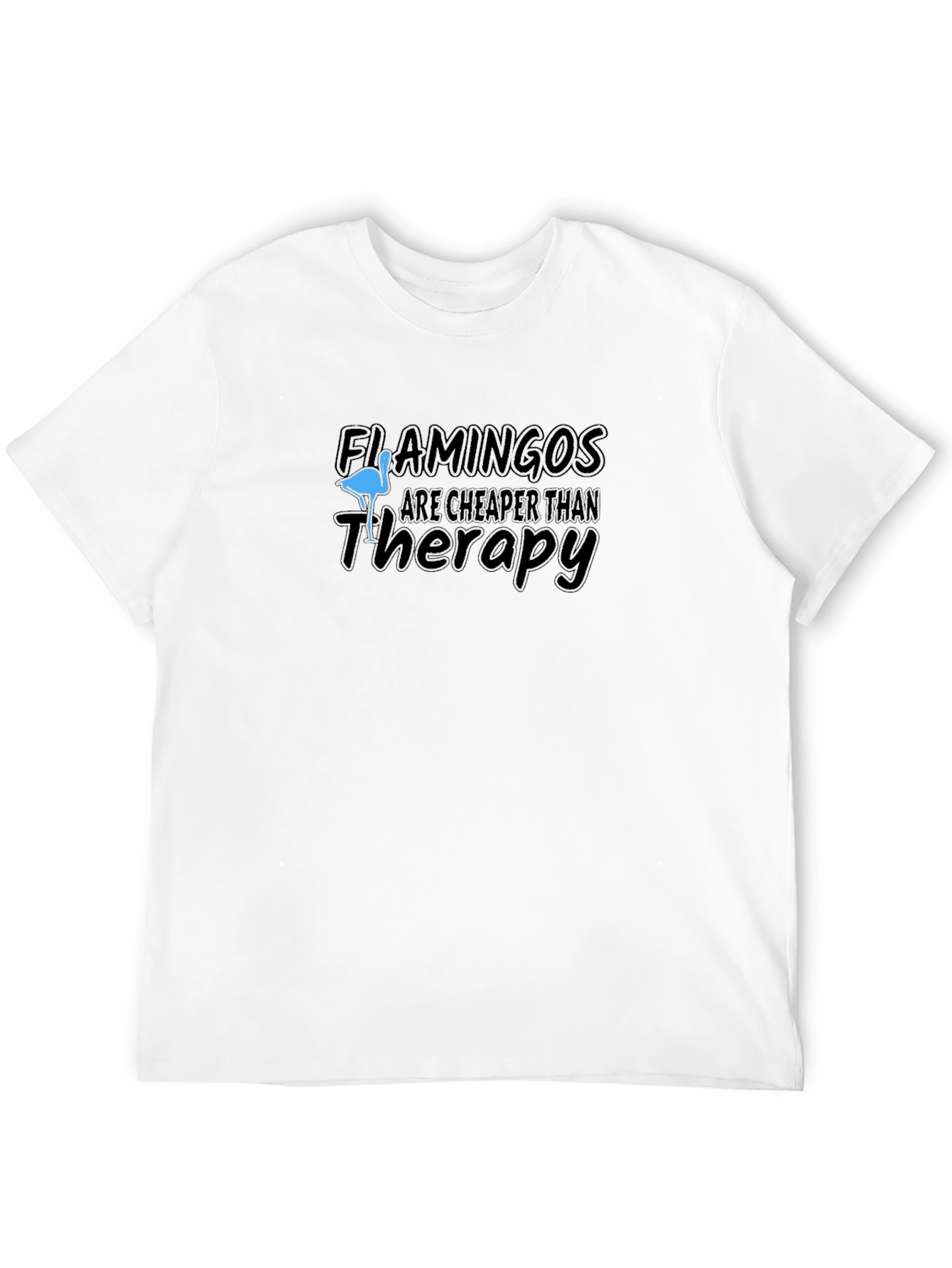 Flamingos Cheaper Than Therapy Black Graphic Tee