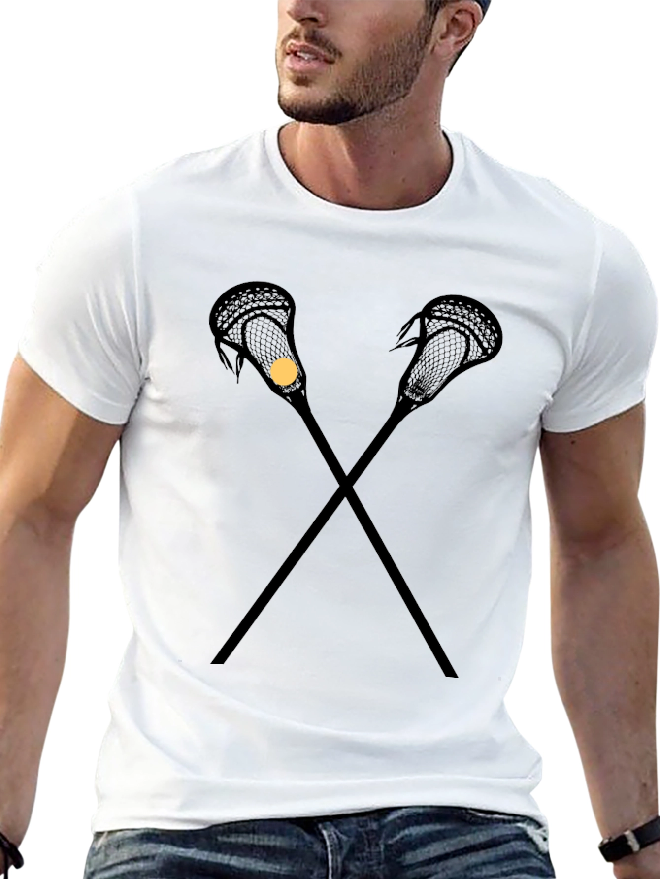 Lacrosse Sticks T-Shirt - Black Cotton Tee