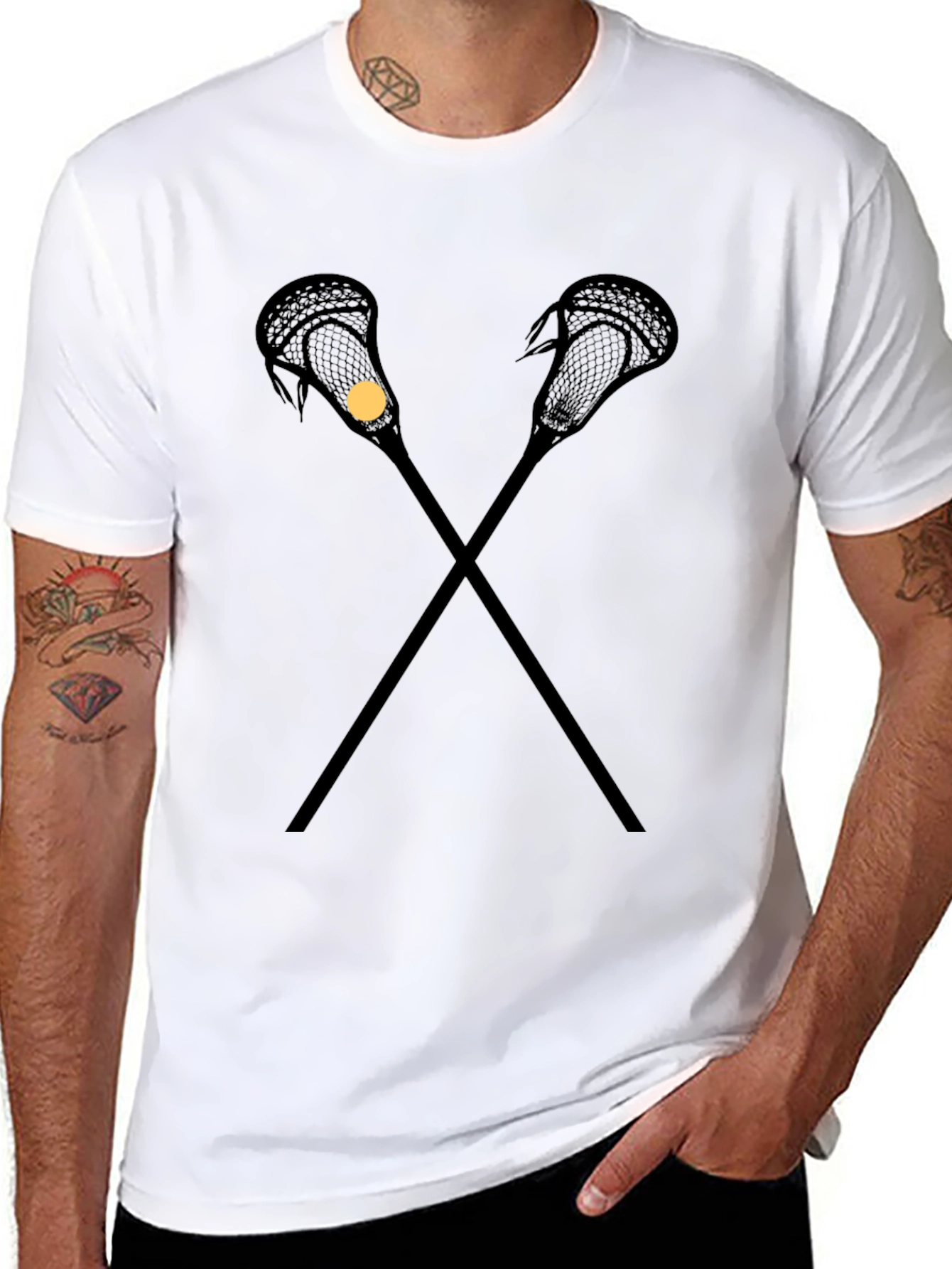 Lacrosse Sticks T-Shirt - Black Cotton Tee