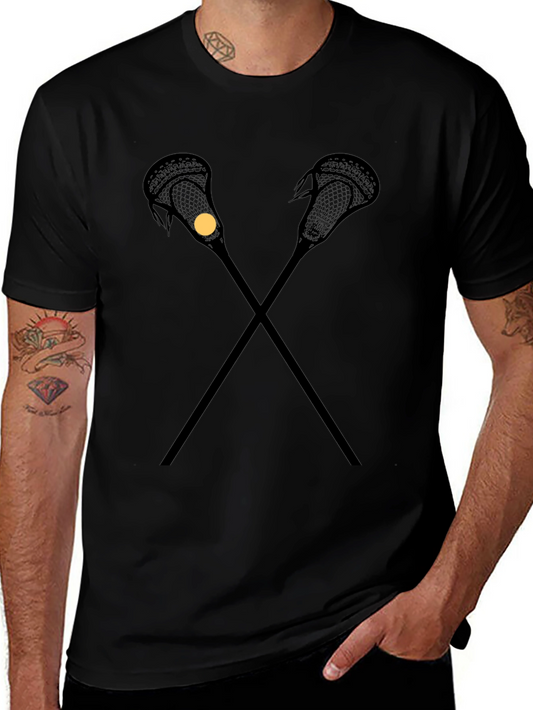 Lacrosse Sticks T-Shirt - Black Cotton Tee
