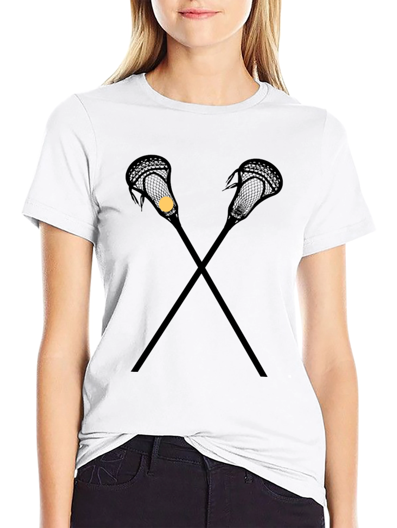 Lacrosse Sticks T-Shirt - Black Cotton Tee