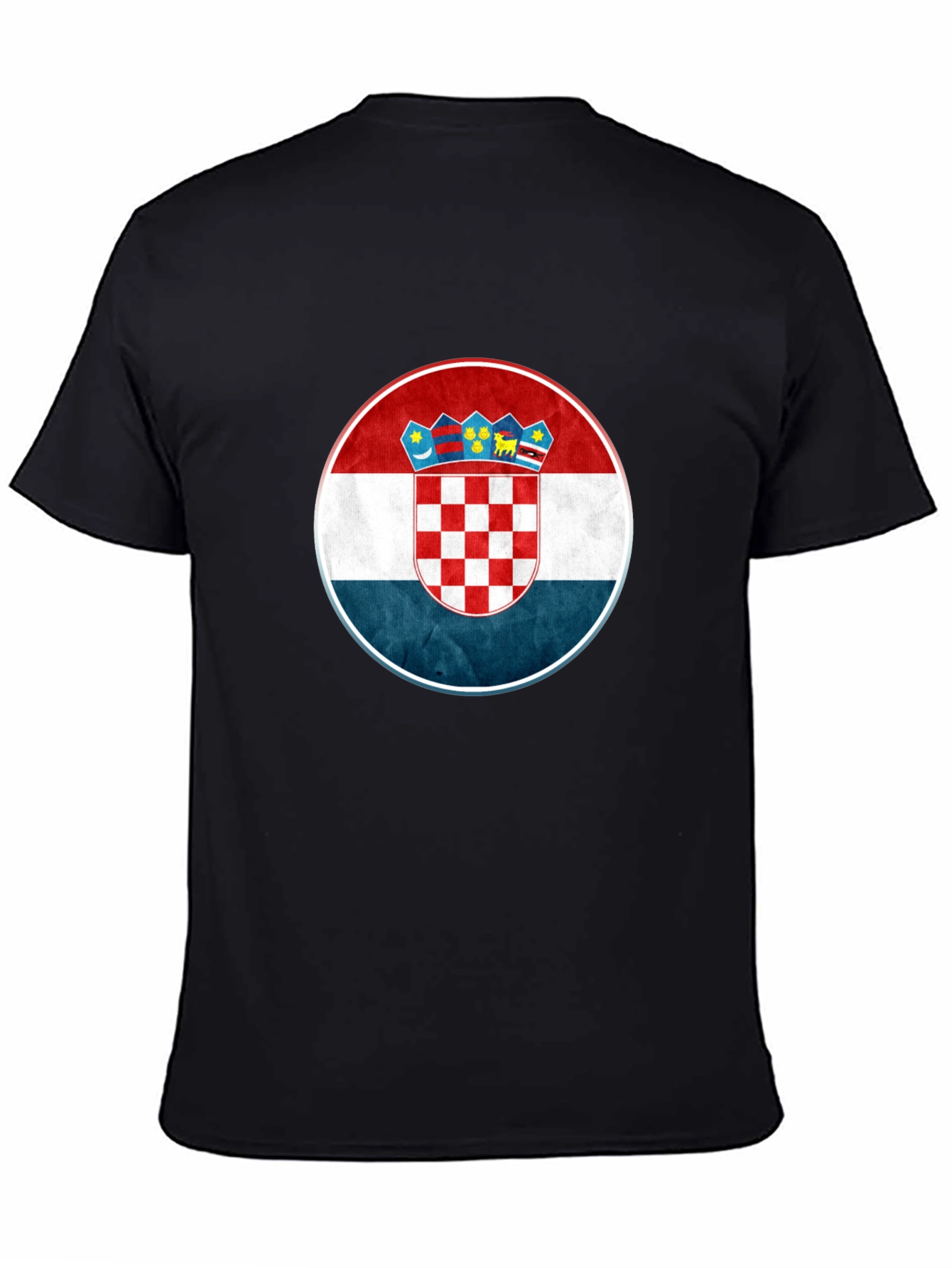 Croatia Flag Graphic Tee - Black Casual T-Shirt
