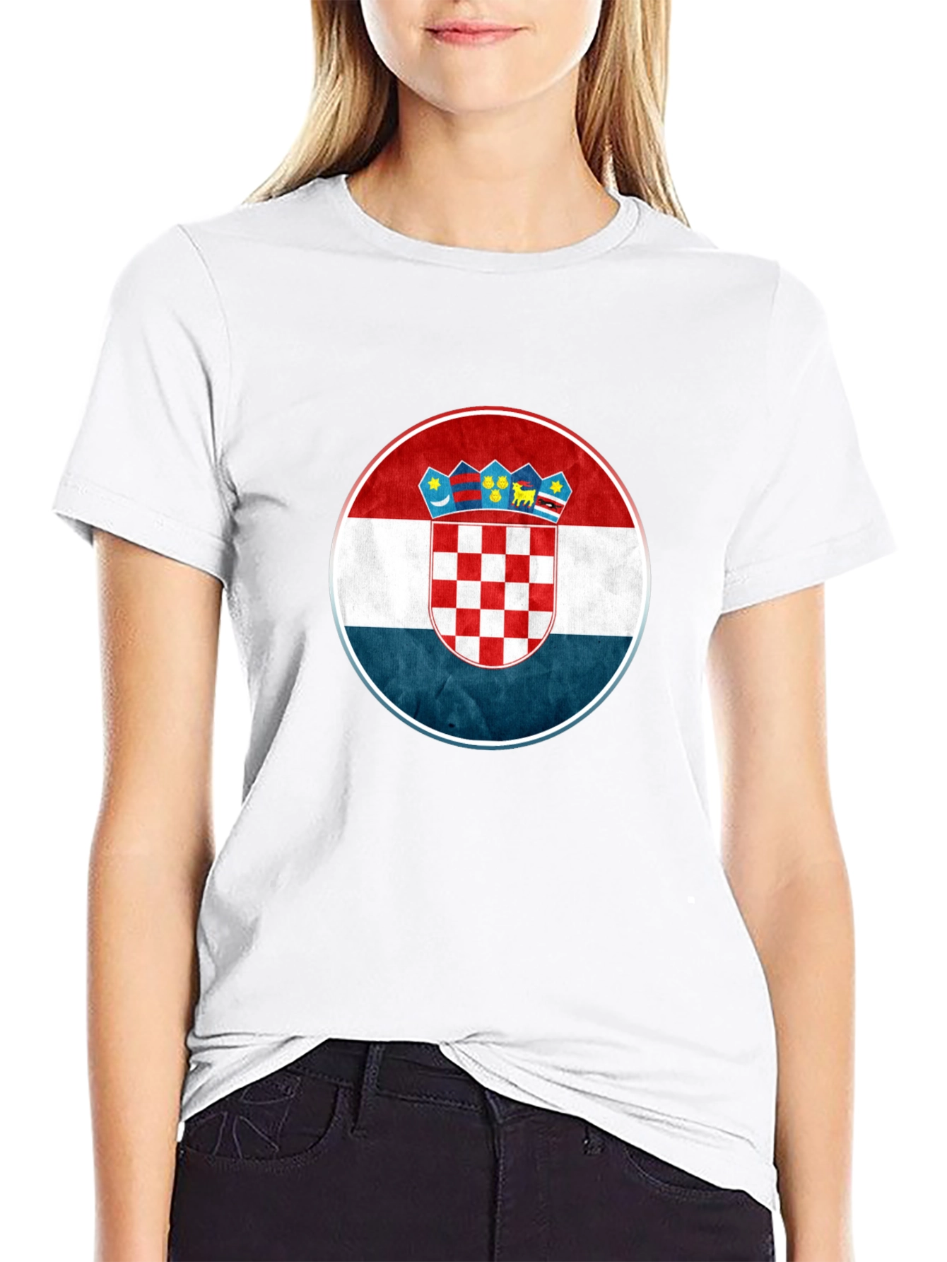 Croatia Flag Graphic Tee - Black Casual T-Shirt