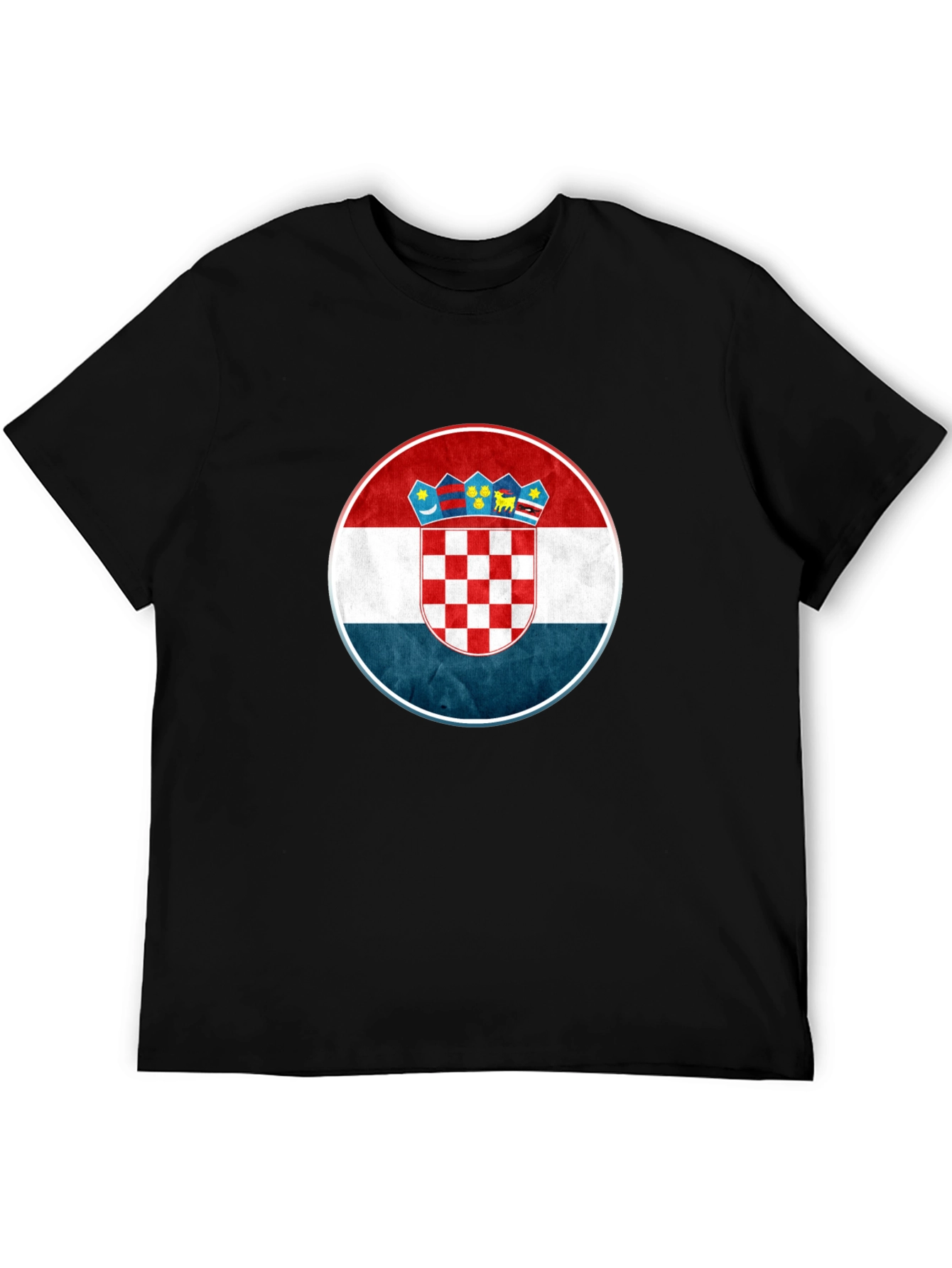 Croatia Flag Graphic Tee - Black Casual T-Shirt