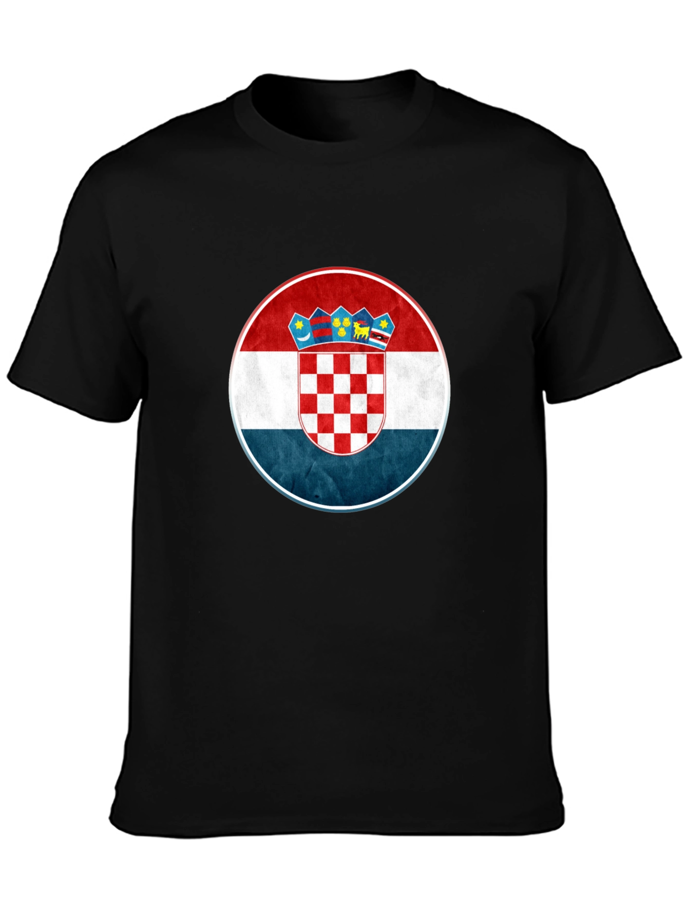 Croatia Flag Graphic Tee - Black Casual T-Shirt