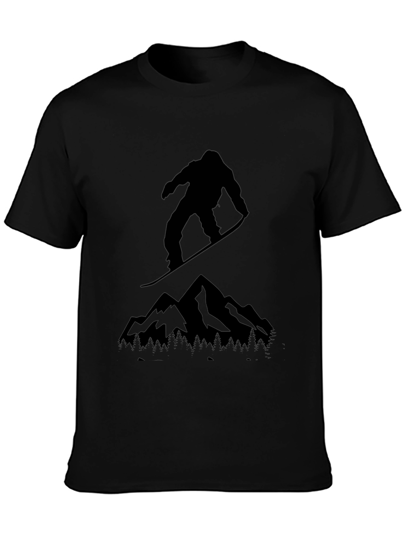 Snowboarder & Mountain Graphic Tee - Black