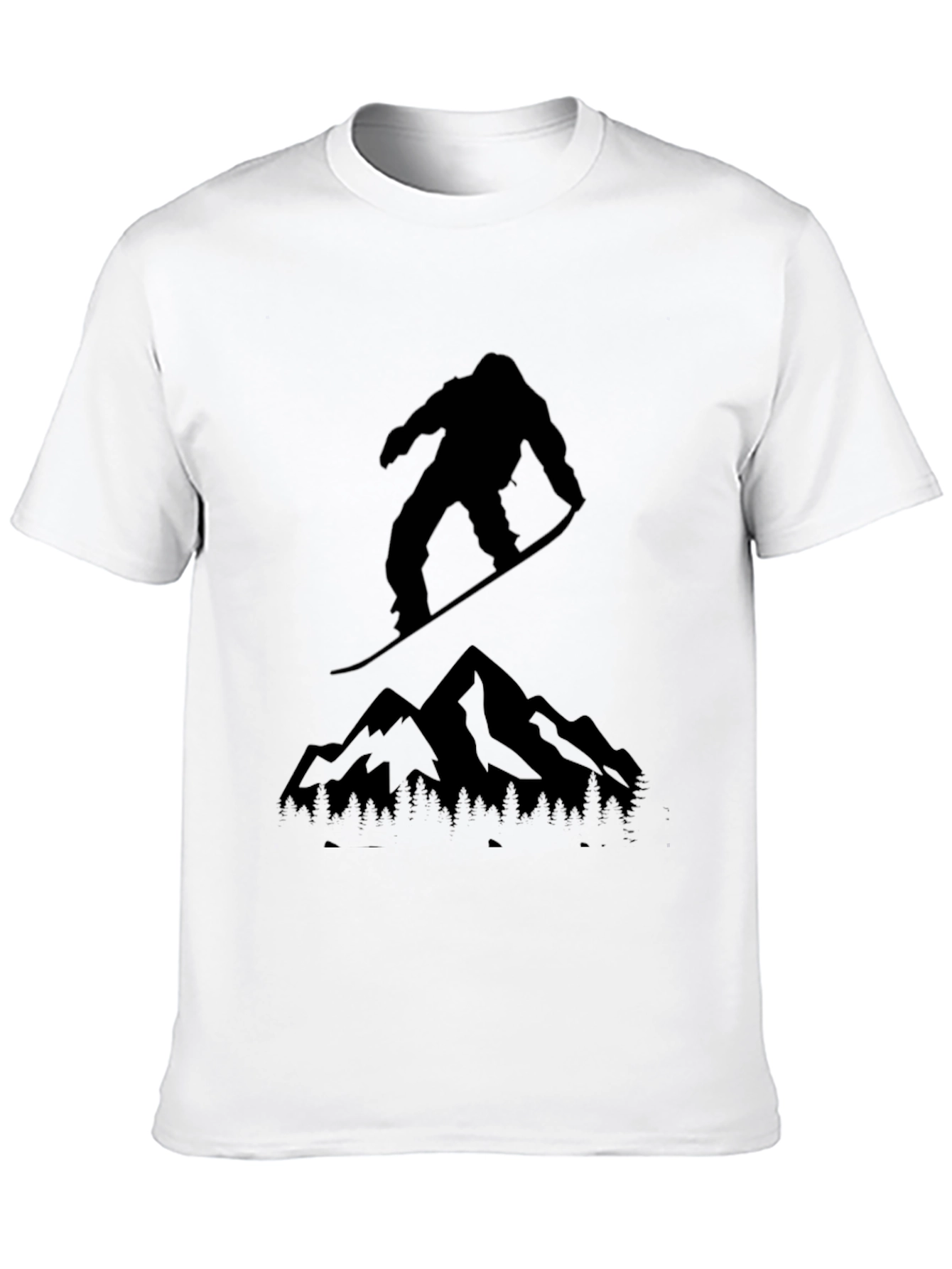 Snowboarder & Mountain Graphic Tee - Black