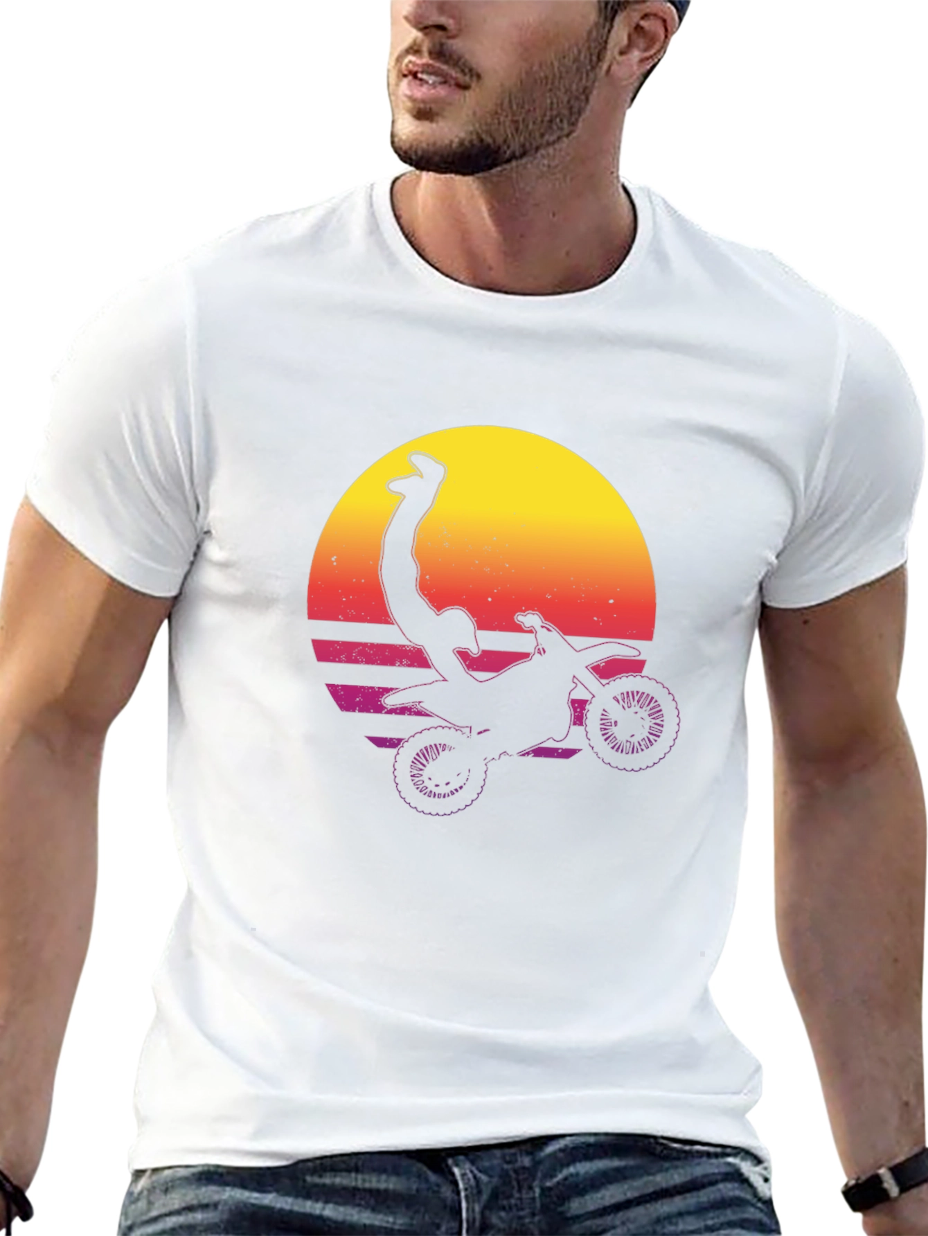 Retro Sunset Motocross Stunt Tee