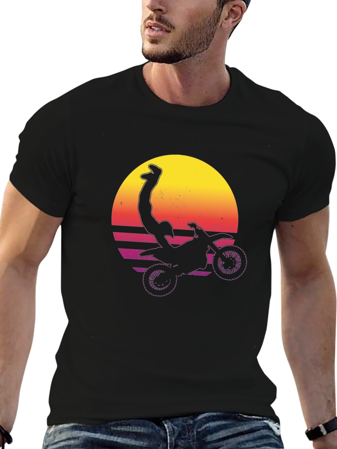 Retro Sunset Motocross Stunt Tee