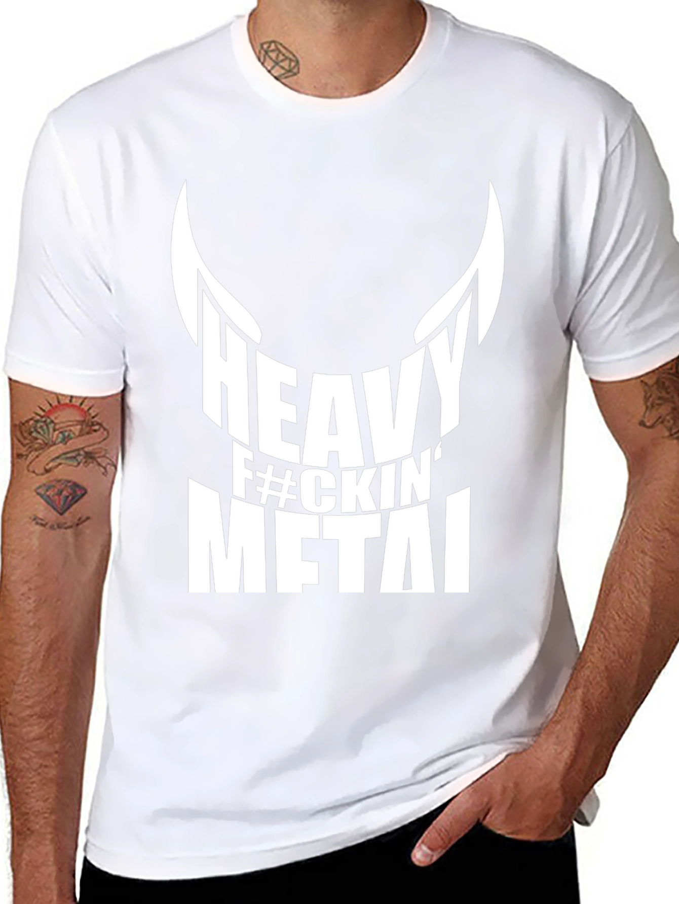 Heavy F#ckin Metal Black Graphic T-Shirt