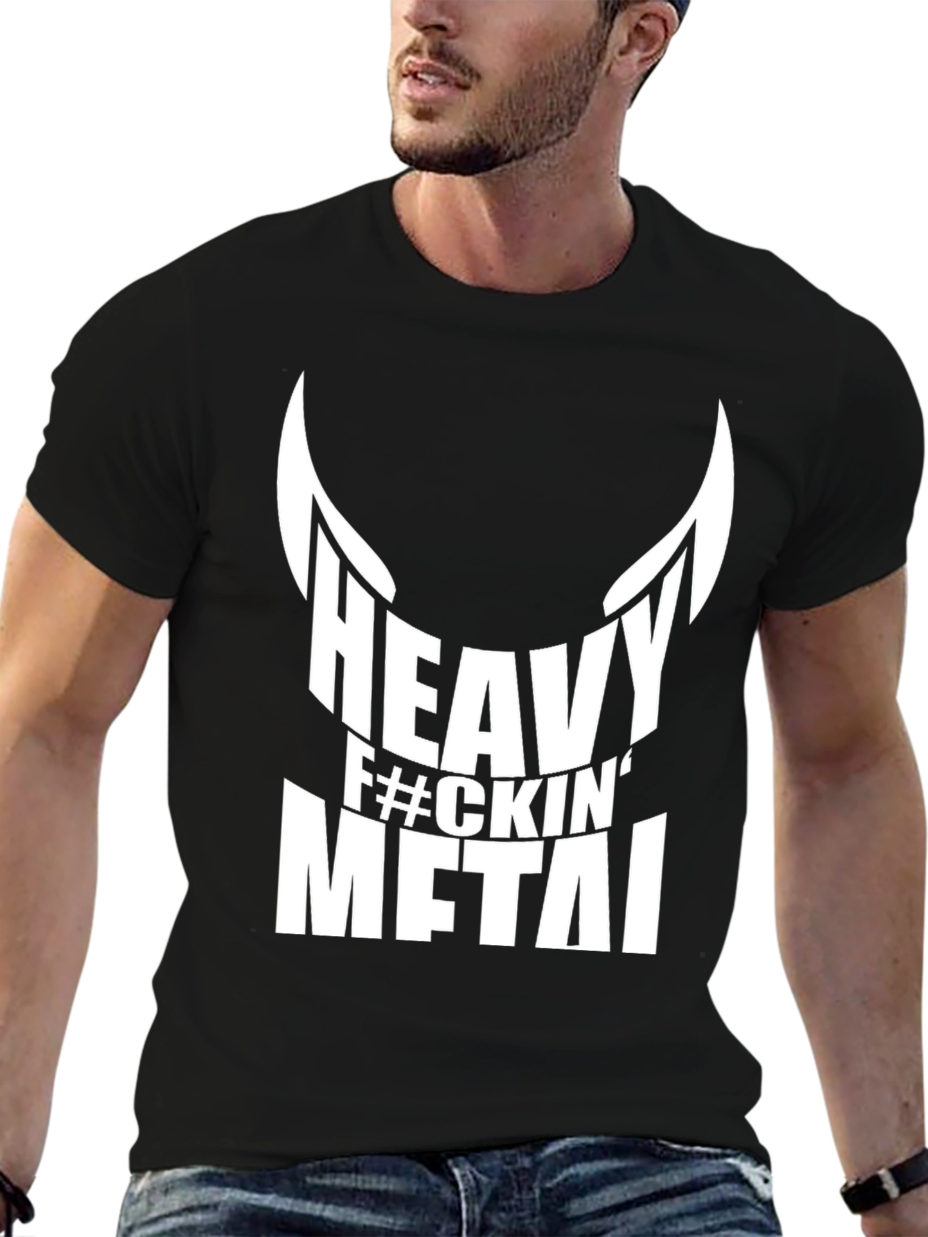 Heavy F#ckin Metal Black Graphic T-Shirt