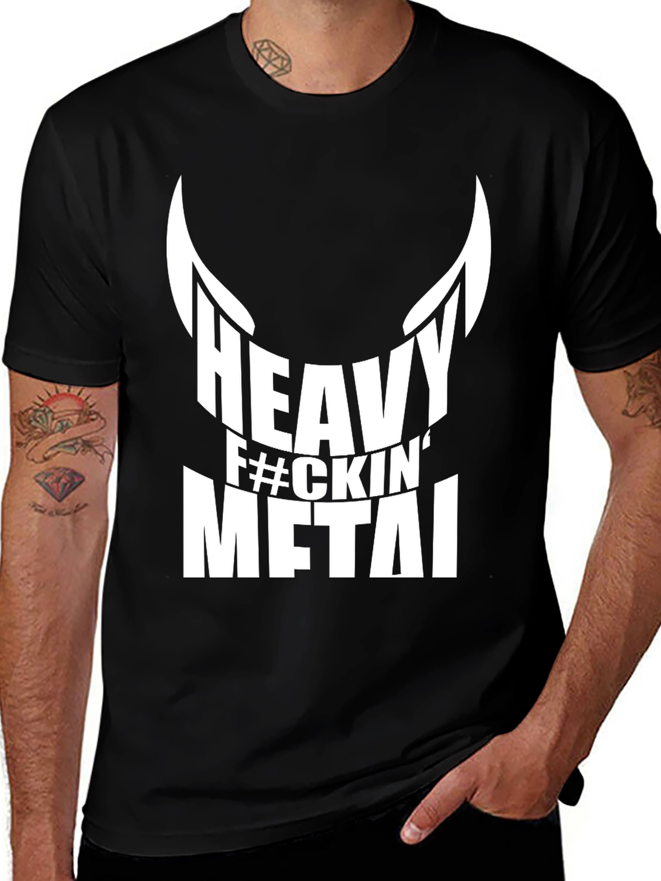 Heavy F#ckin Metal Black Graphic T-Shirt