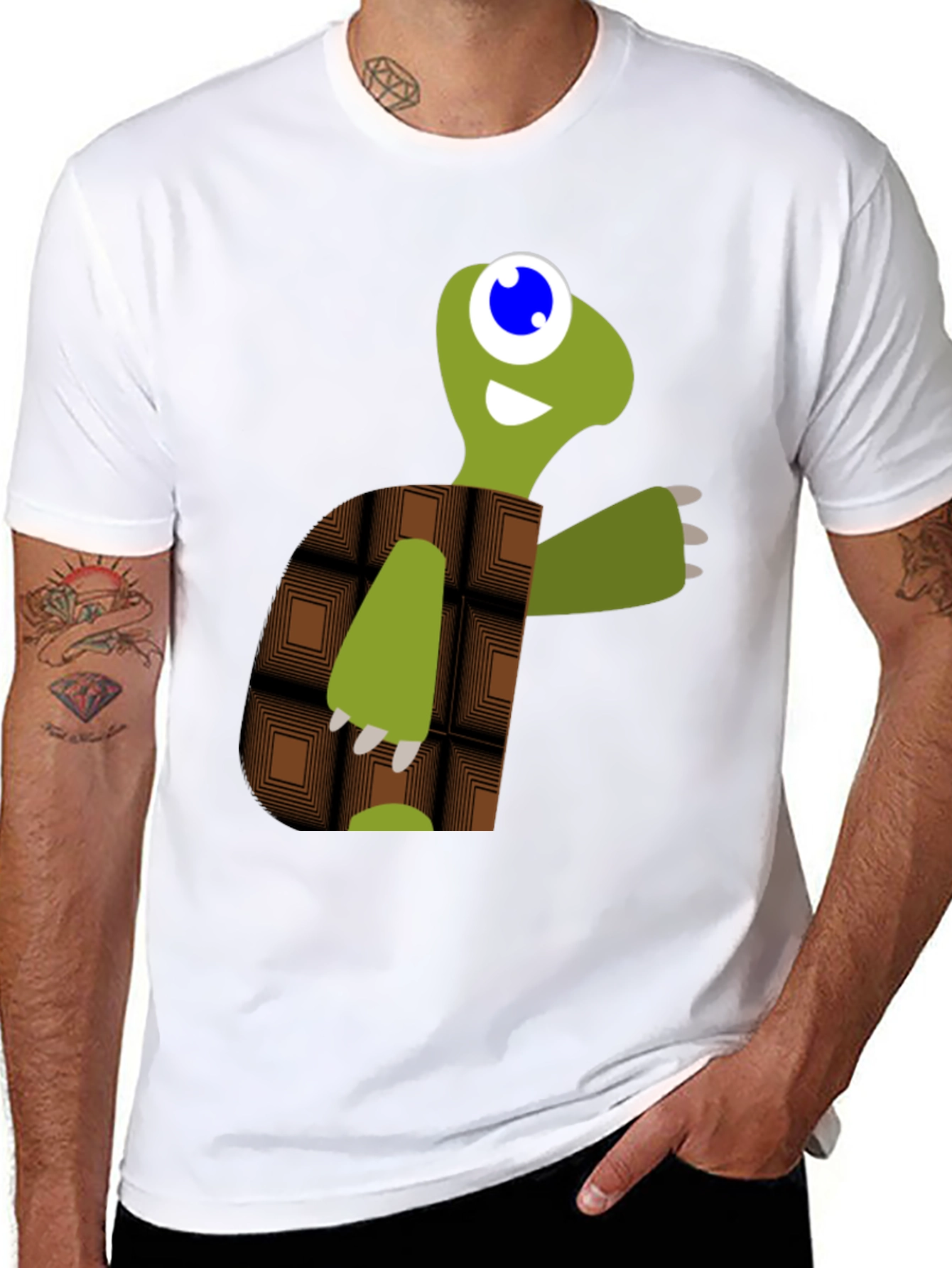 Cartoon Turtle Graphic Tee - Black Casual T-Shirt