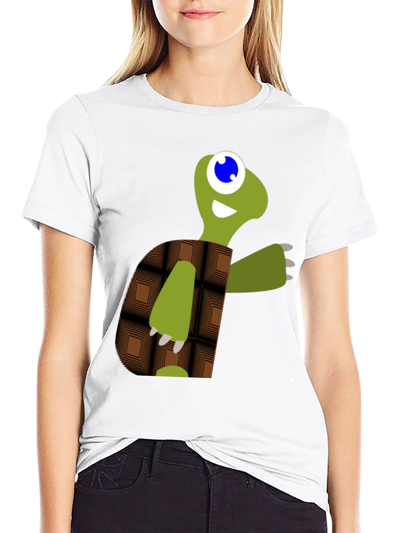 Cartoon Turtle Graphic Tee - Black Casual T-Shirt