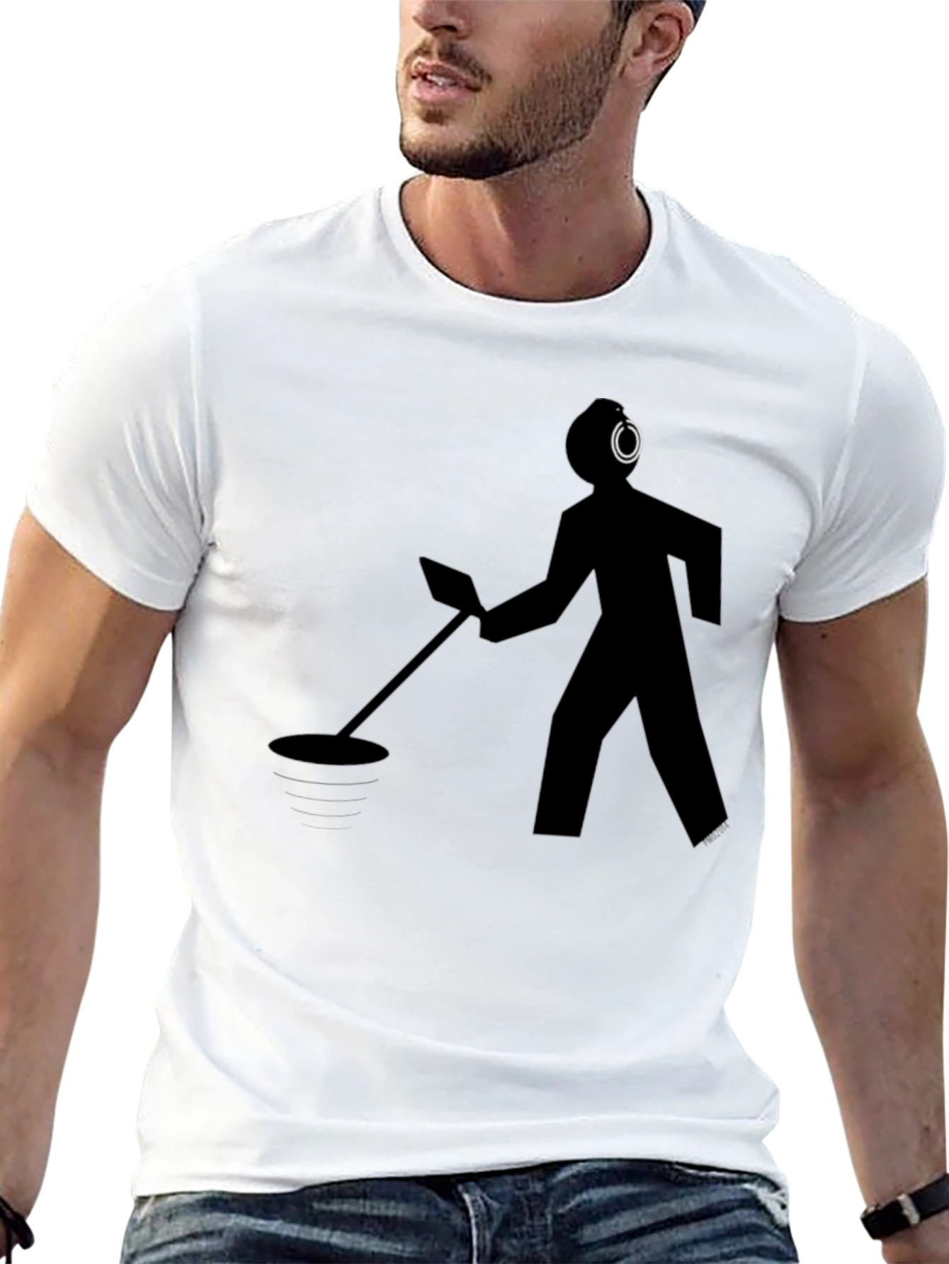 Metal Detecting Silhouette Graphic T-Shirt