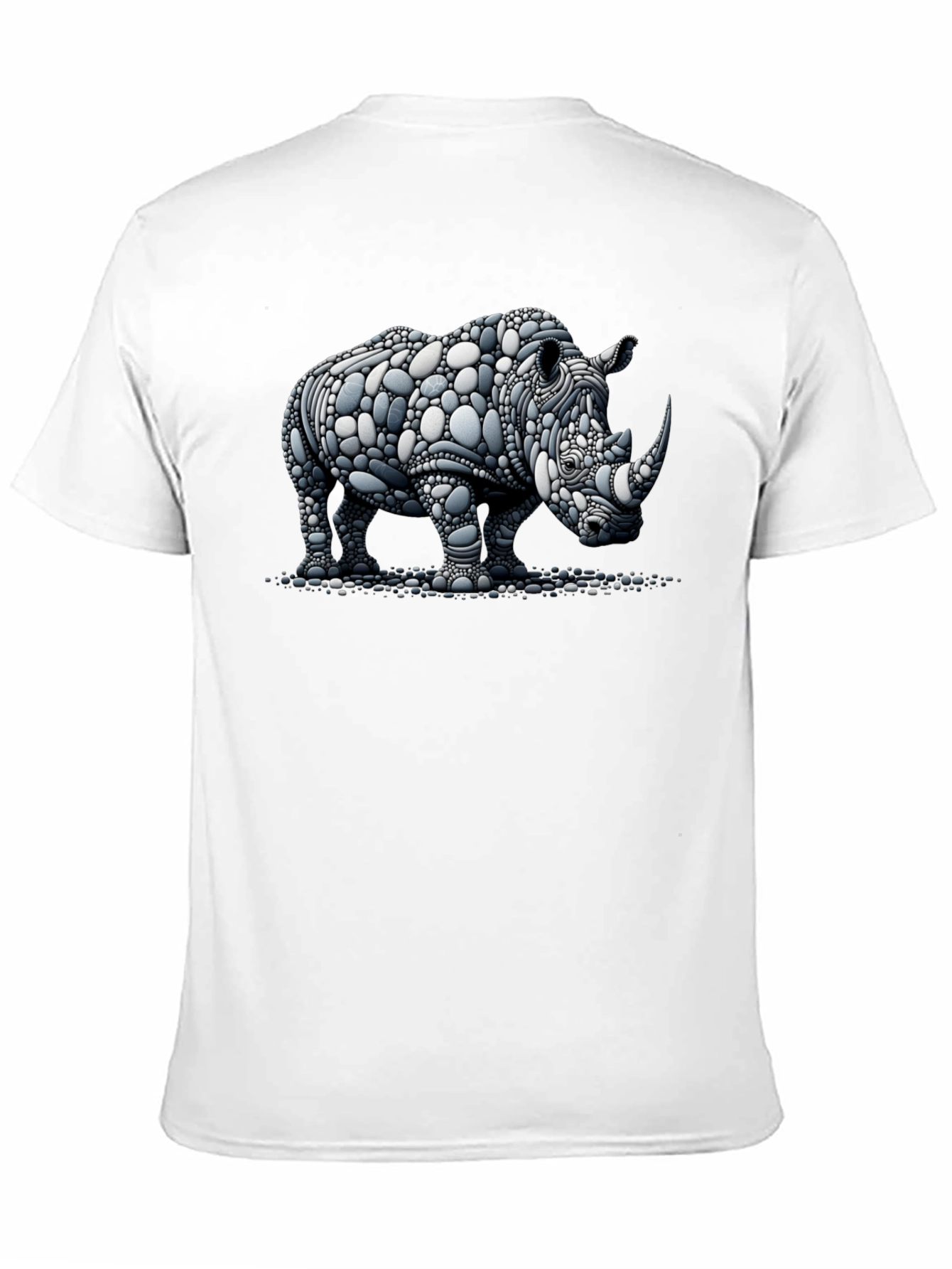 Rhinoceros Stone Art Graphic Black T-Shirt