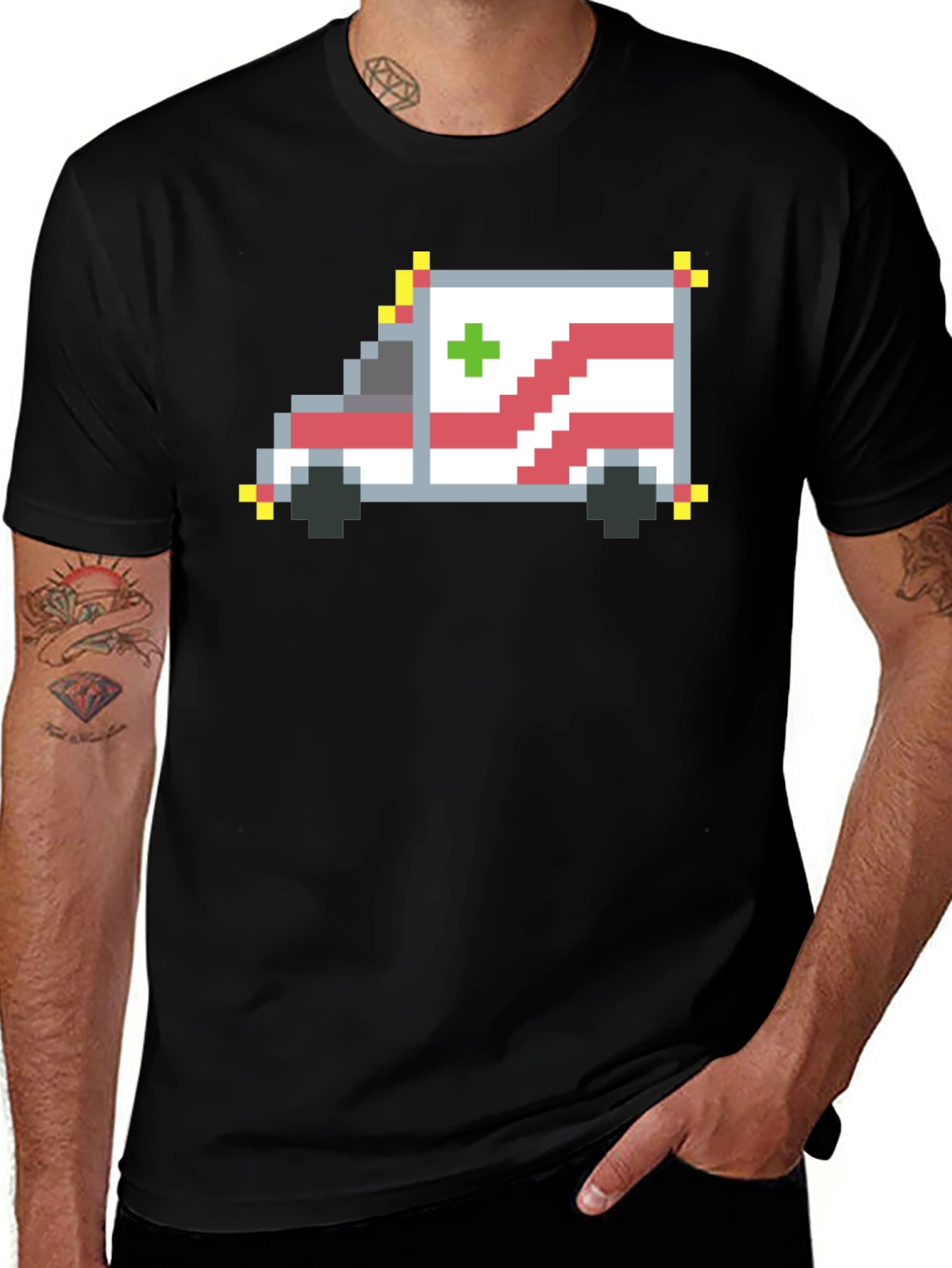 Pixel Ambulance Graphic T-Shirt