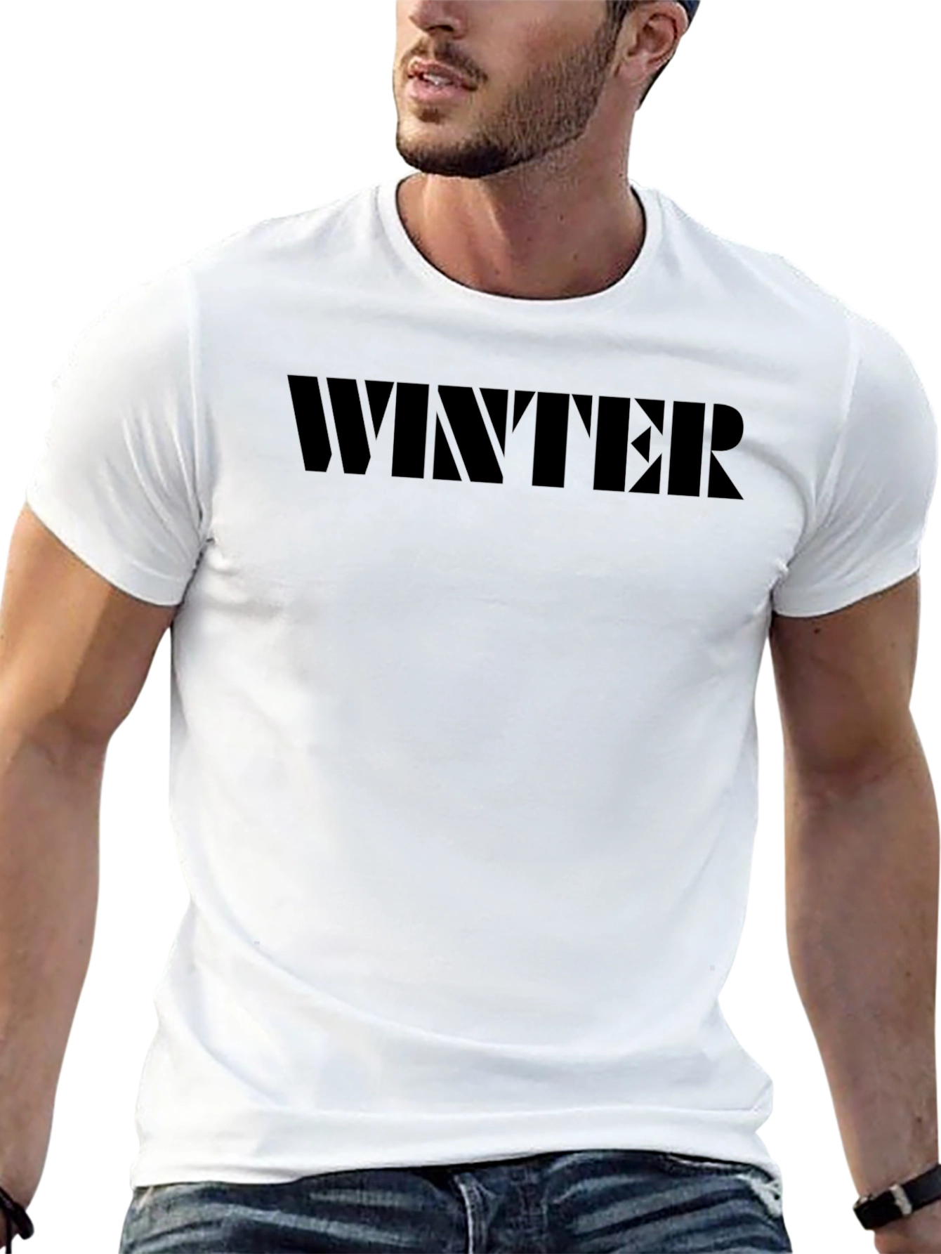 Winter Statement T-Shirt - Solid Black Crew Neck Tee