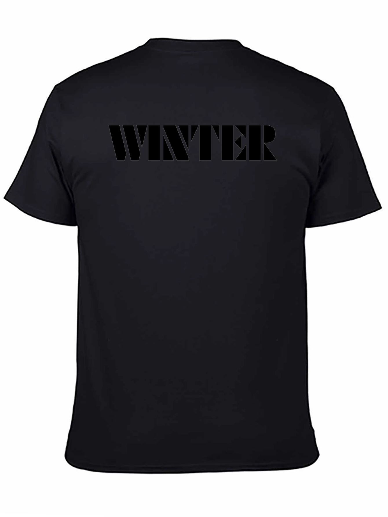 Winter Statement T-Shirt - Solid Black Crew Neck Tee