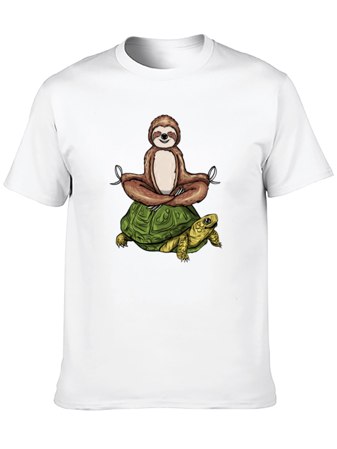 Sloth Meditating on Turtle Graphic Tee
