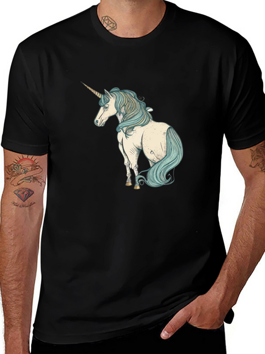 Unicorn Graphic Tee - Black Cotton T-Shirt