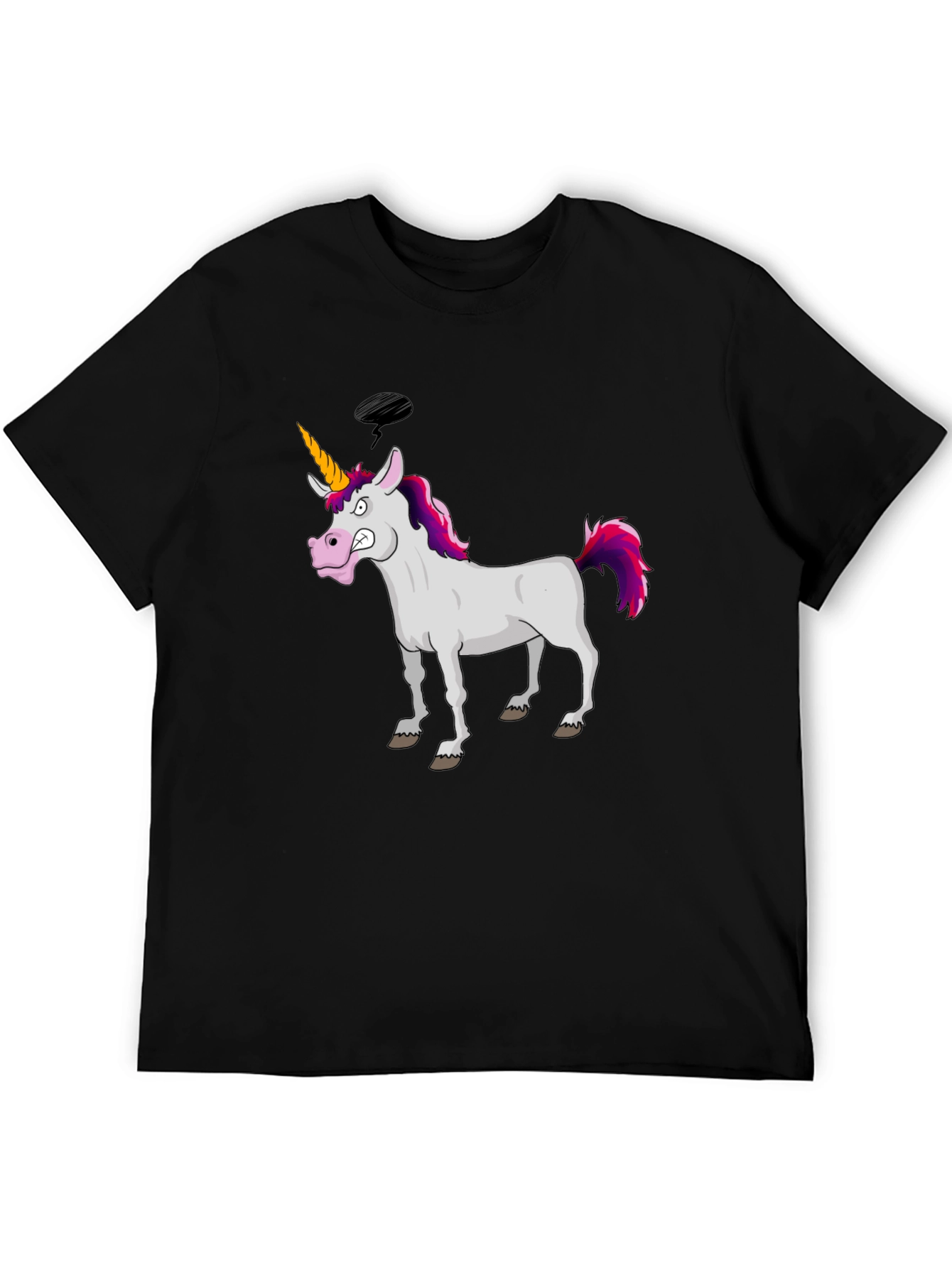 Funny Grumpy Unicorn Black Graphic T-Shirt