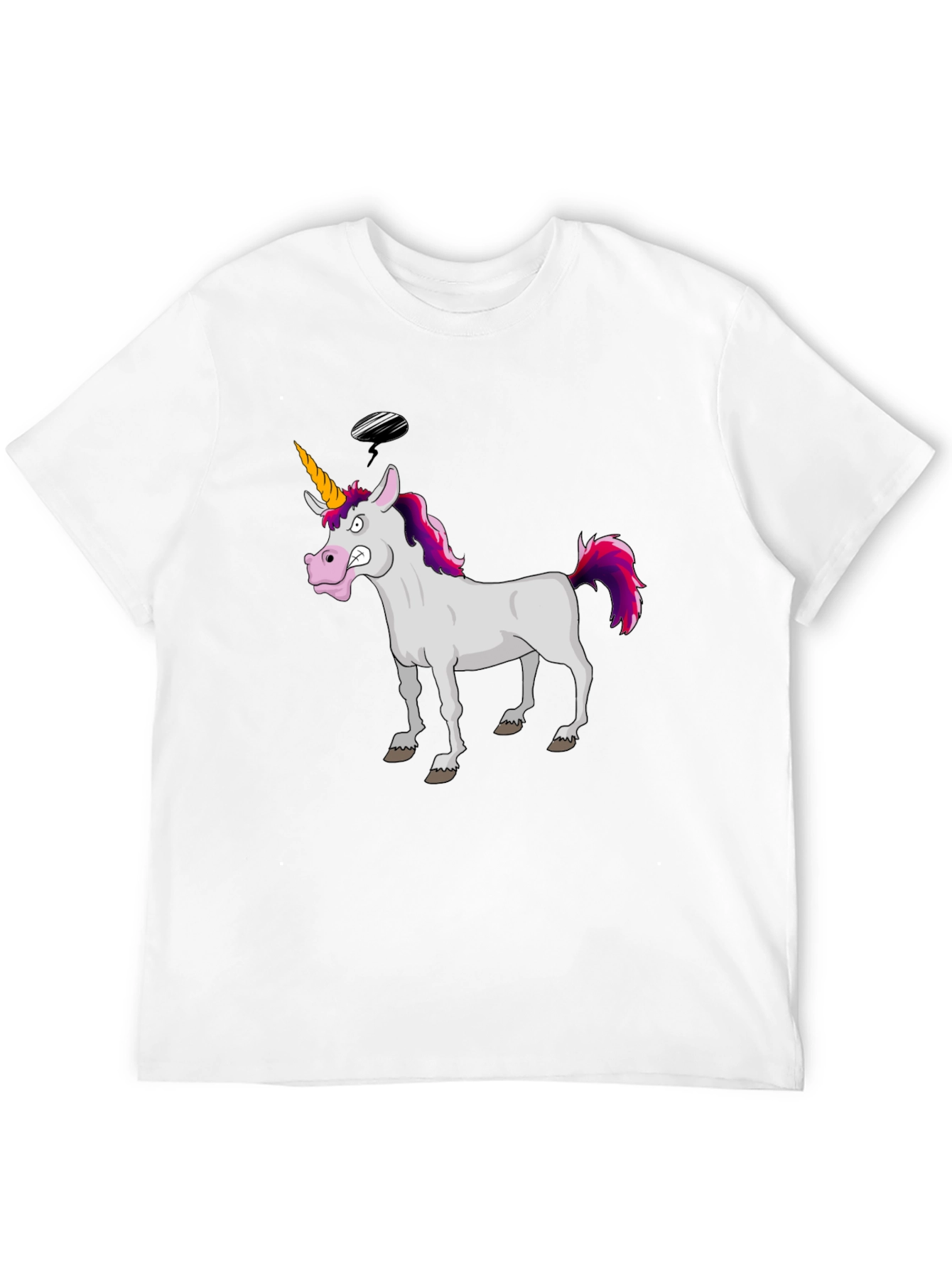 Funny Grumpy Unicorn Black Graphic T-Shirt