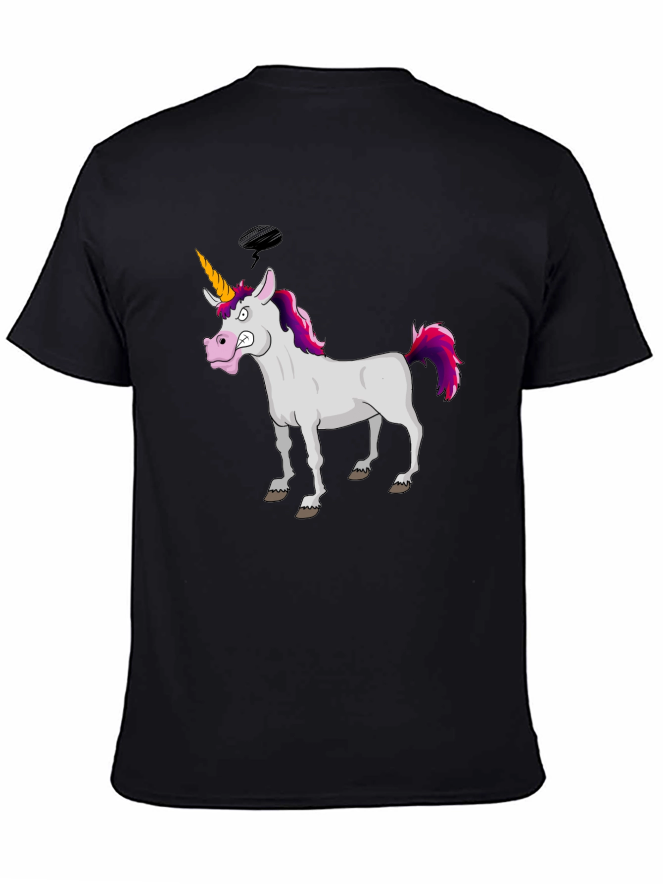 Funny Grumpy Unicorn Black Graphic T-Shirt
