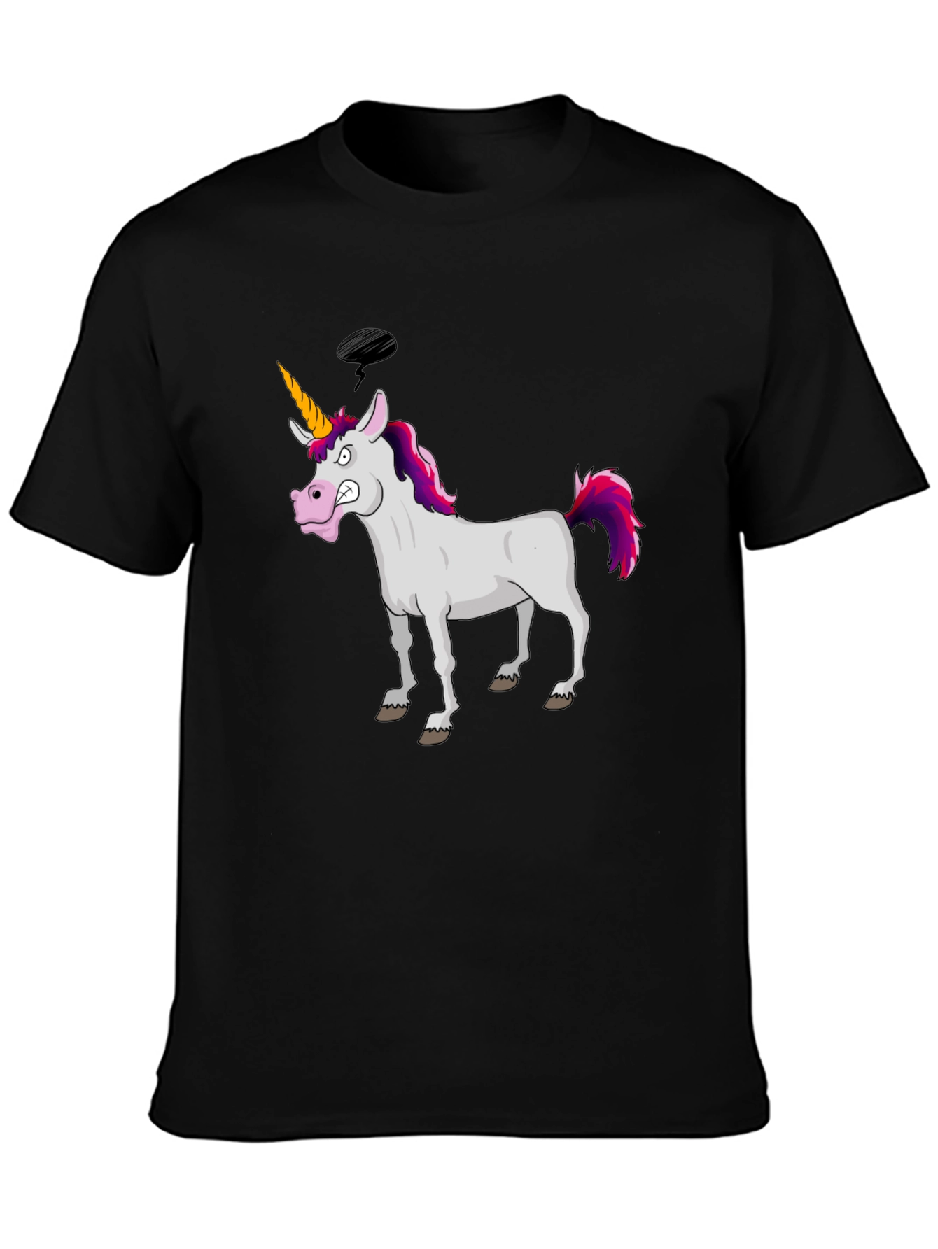 Funny Grumpy Unicorn Black Graphic T-Shirt