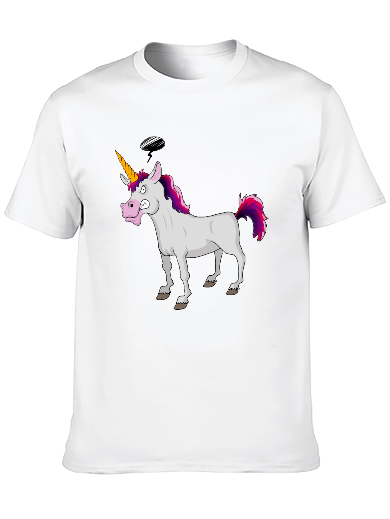 Funny Grumpy Unicorn Black Graphic T-Shirt