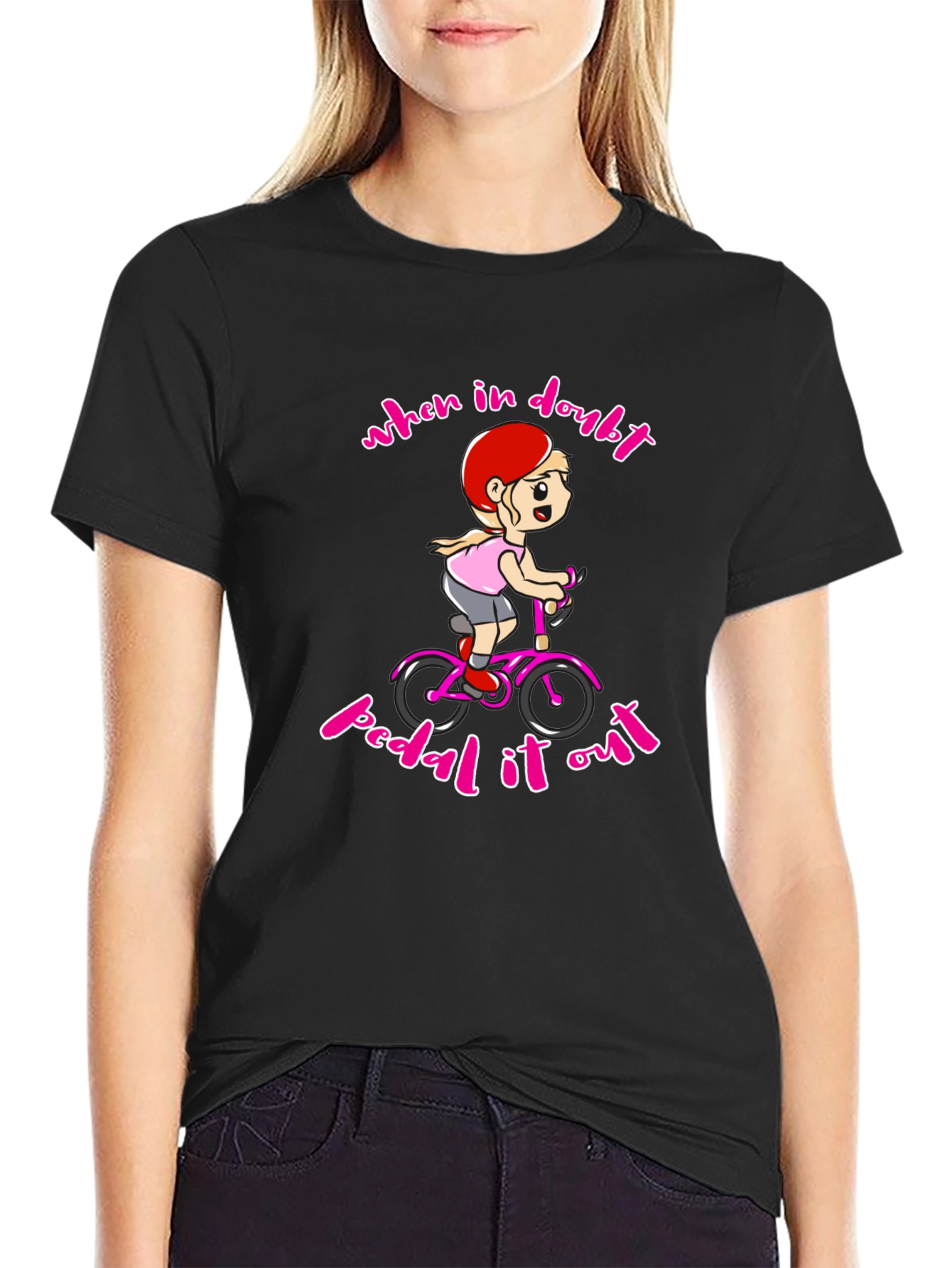 When In Doubt Pedal It Out Black T-Shirt