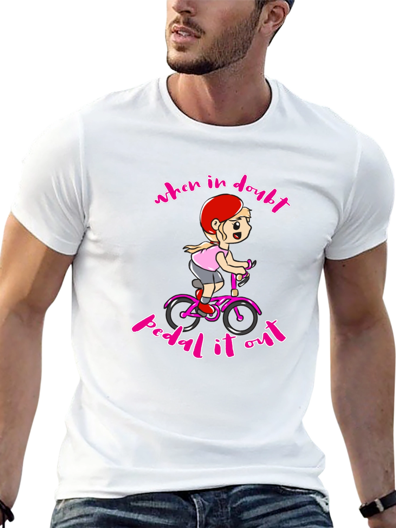 When In Doubt Pedal It Out Black T-Shirt