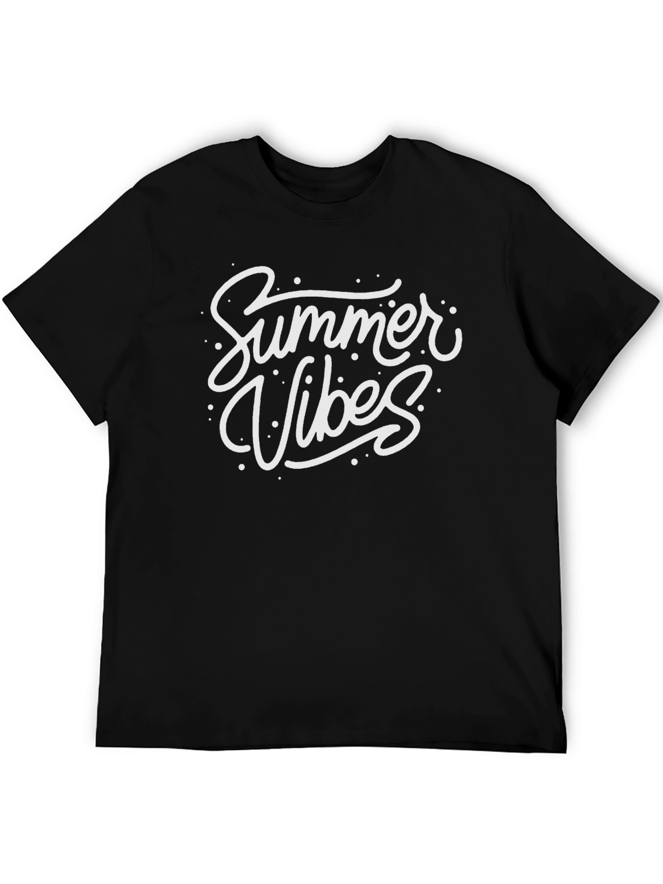 Summer Vibes Graphic Tee - Black Cotton T-Shirt