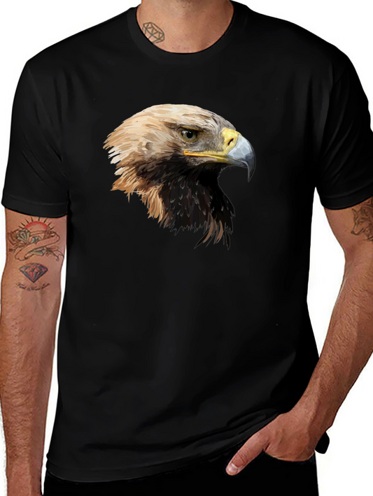 Mens Black Eagle Graphic Tee - Classic Crew Neck Comfort