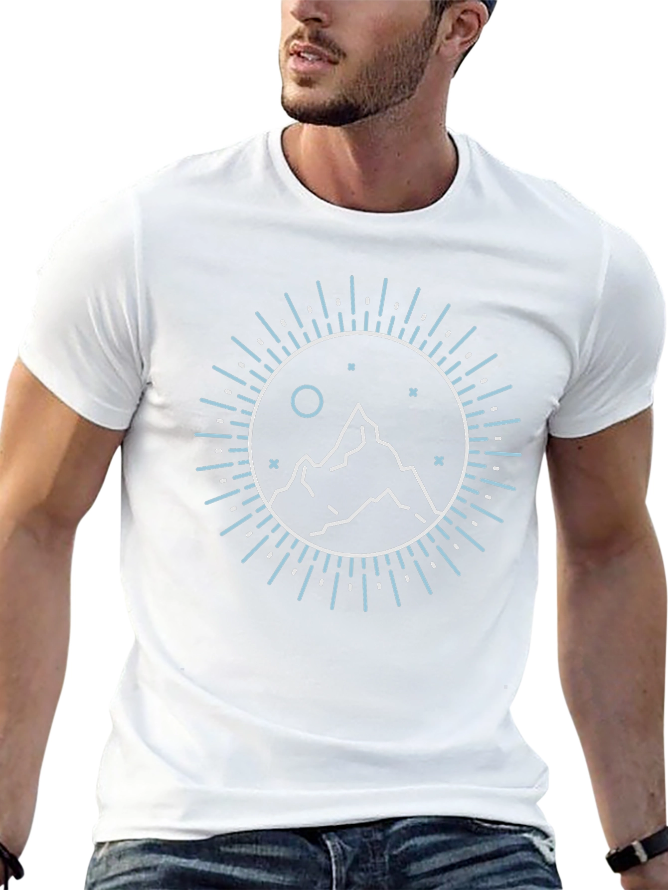 Mountain Peak Graphic Tee - Black Cotton T-Shirt