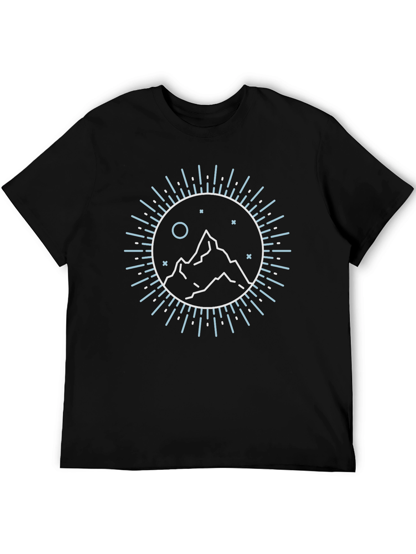Mountain Peak Graphic Tee - Black Cotton T-Shirt