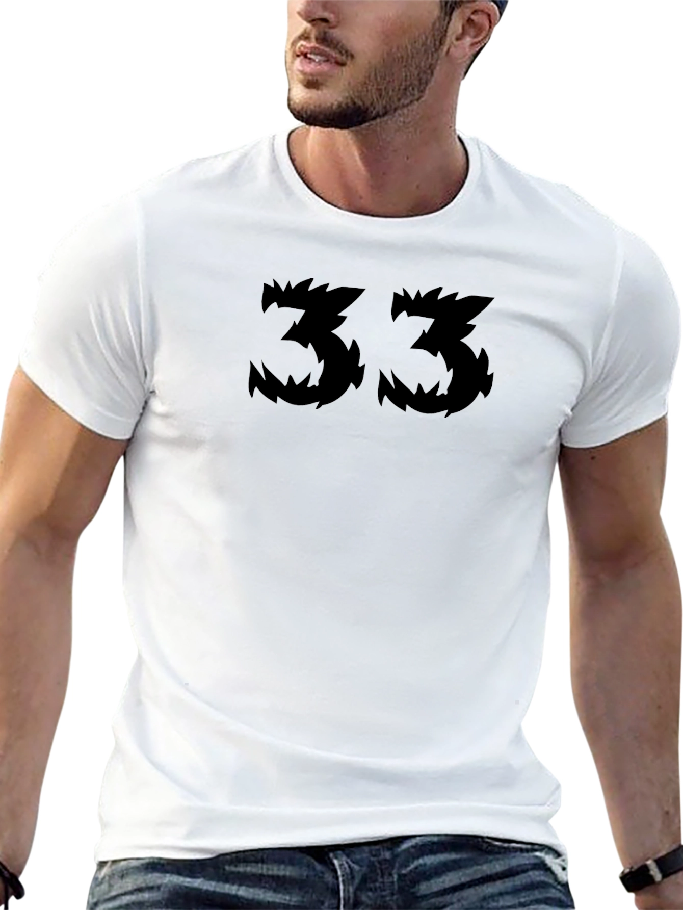 Mens Black T-Shirt with Number 33 Design