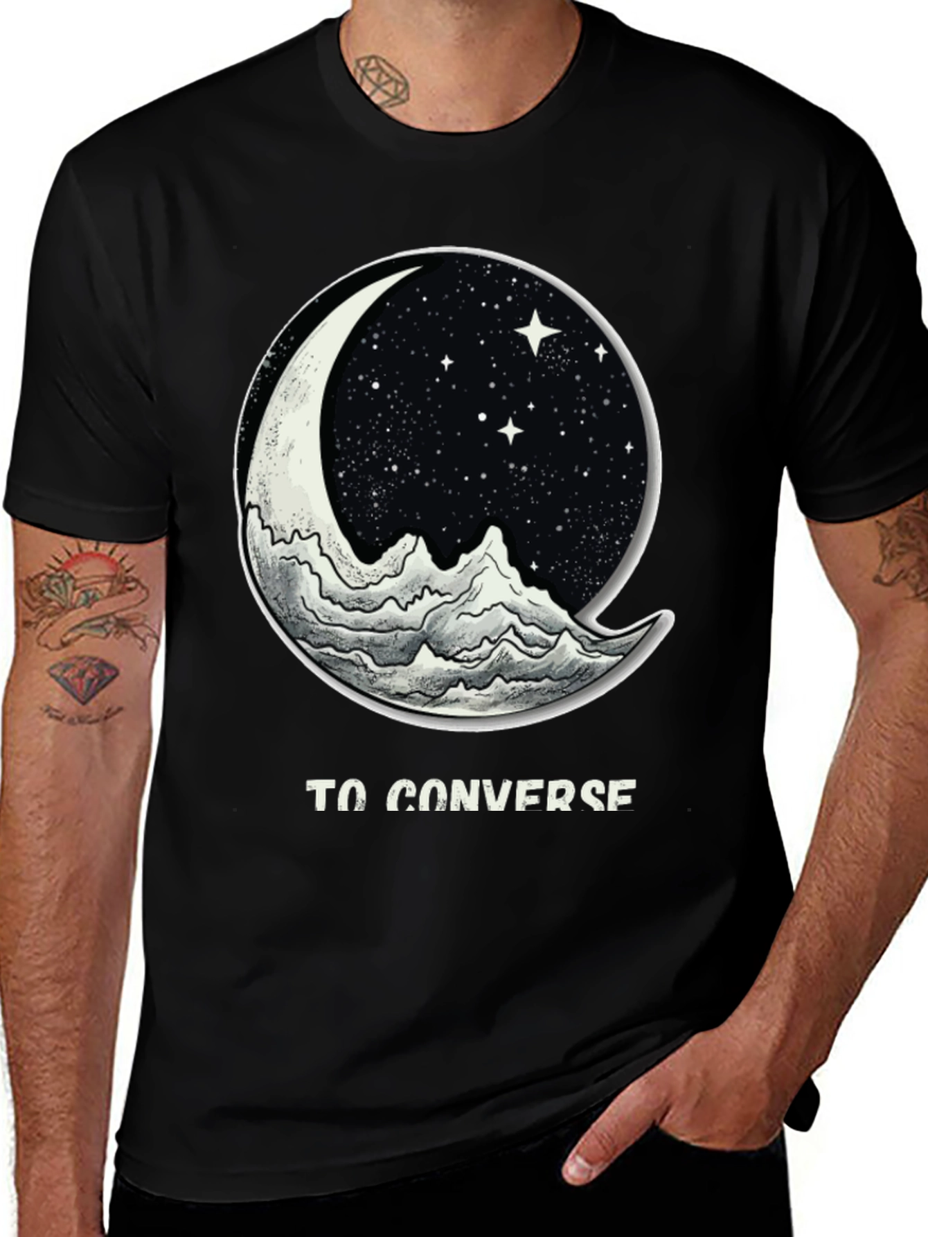 To Converse Moon and Mountain Black T-Shirt