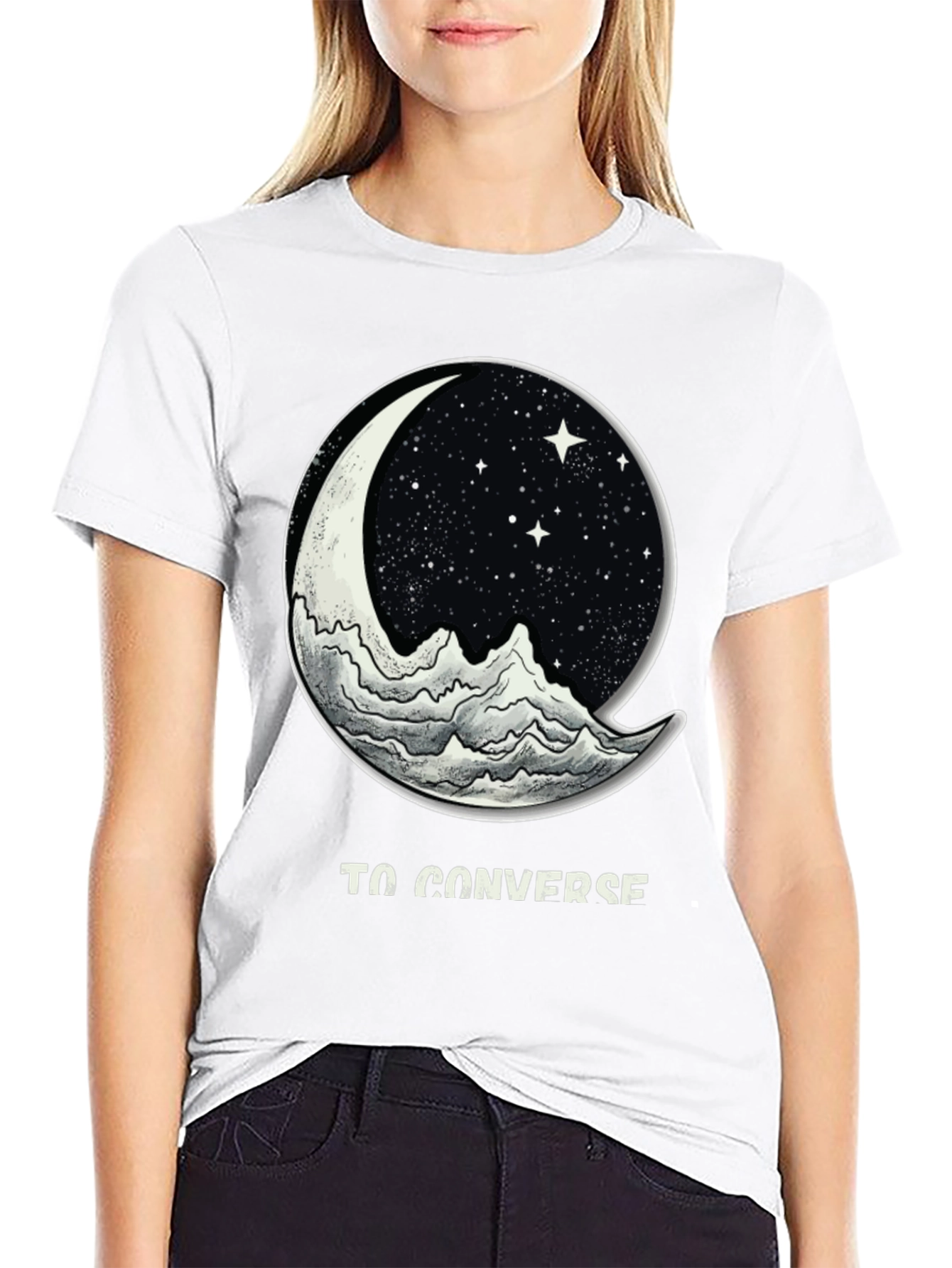 To Converse Moon and Mountain Black T-Shirt